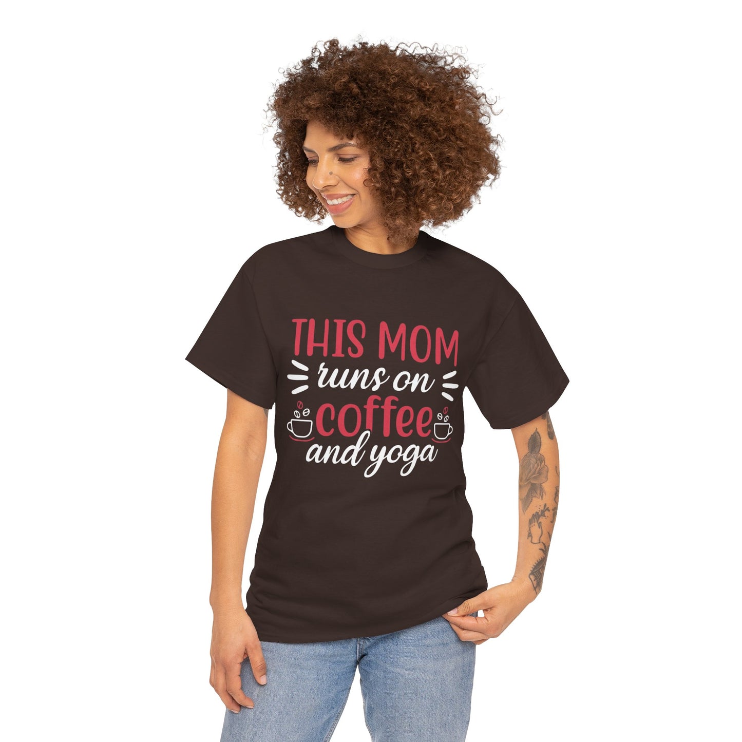 This Mom Runs on Coffee and Yoga T-Shirt – Funny Mother’s Day Gift Tee - 14881