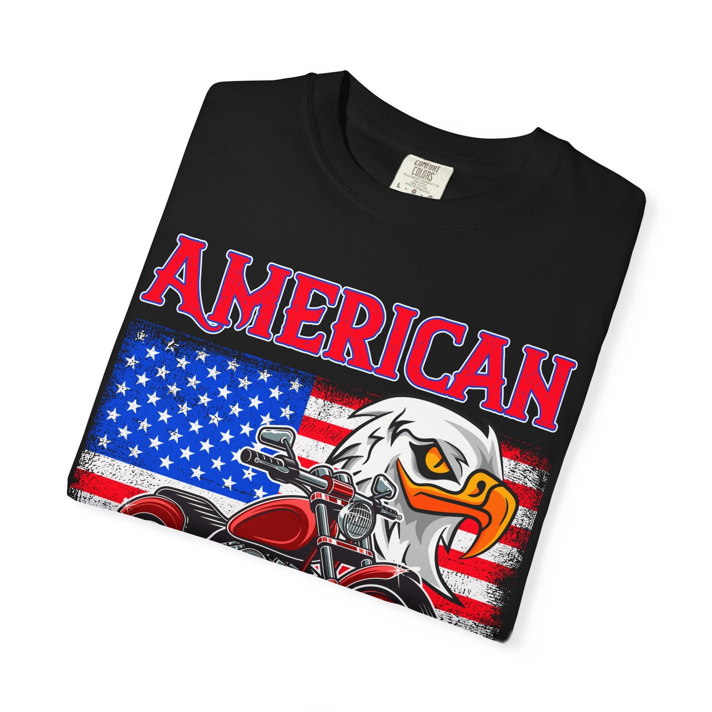 American Classic Tee, Unisex Garment-Dyed T-shirt, Biker Gift, Patriotic Apparel, Rider and Eagle Fashion, Vintage Style - 13658