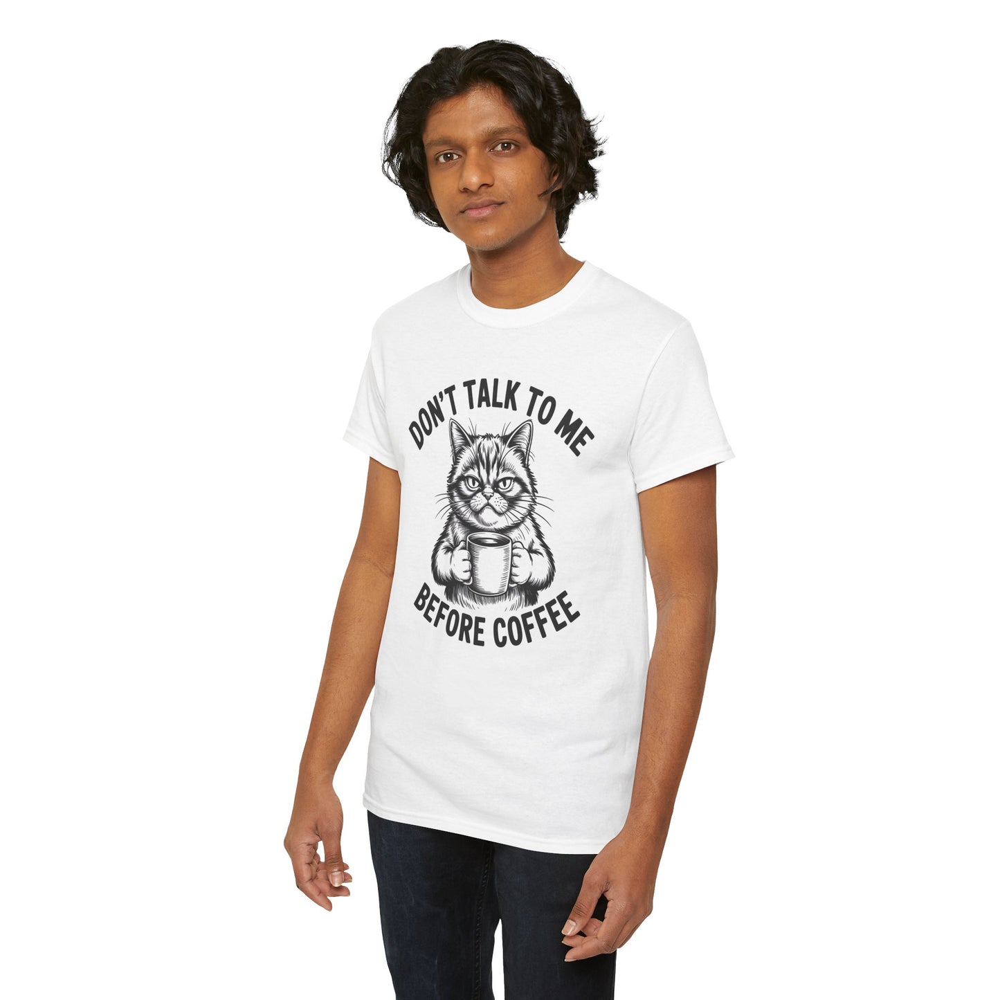 Funny Cat Coffee T-Shirt – “Don’t Talk To Me Before Coffee” Graphic Tee | Cute Grumpy Cat Shirt Gift - 14842