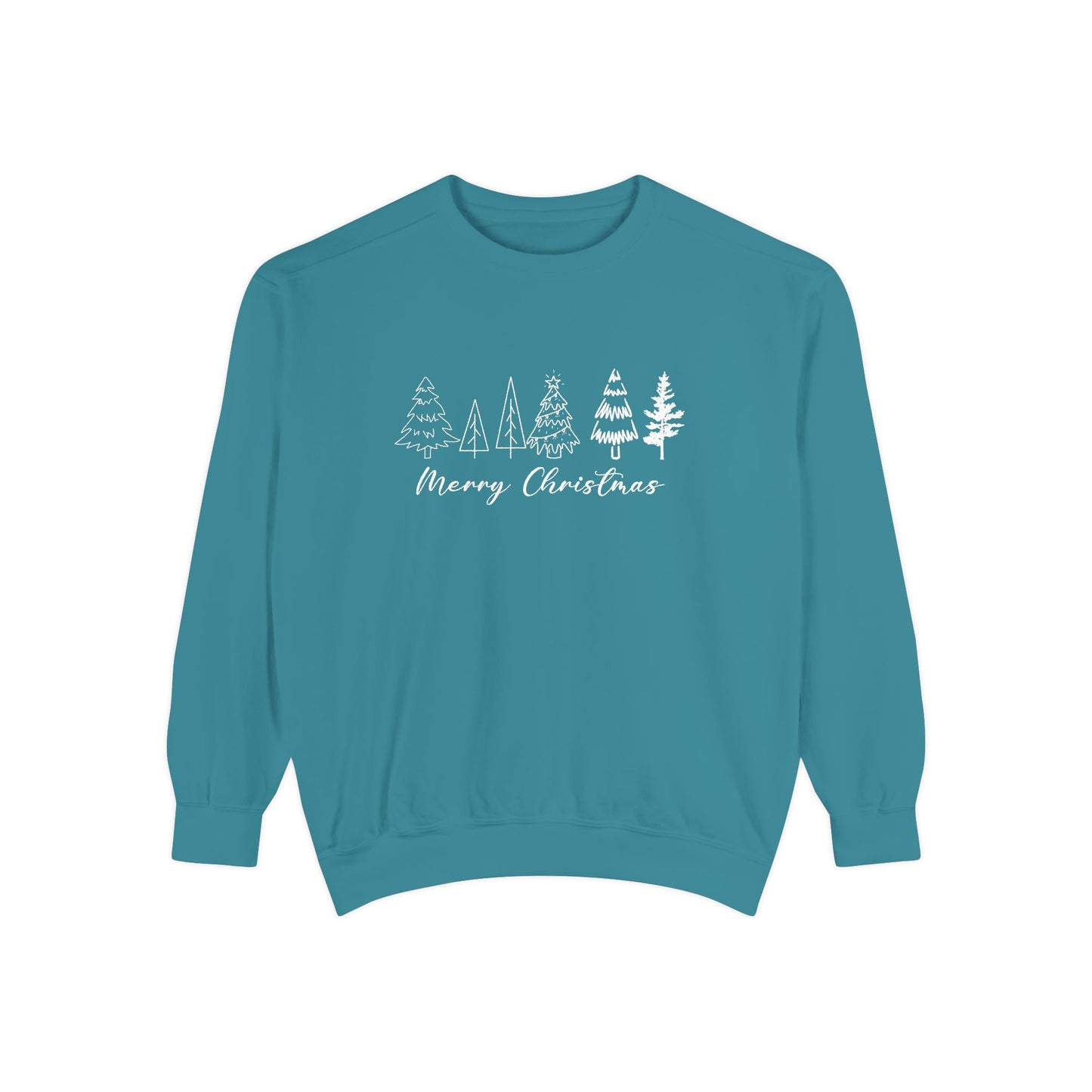 Trees, Merry Christmas - Unisex Garment-Dyed Sweatshirt - 10391