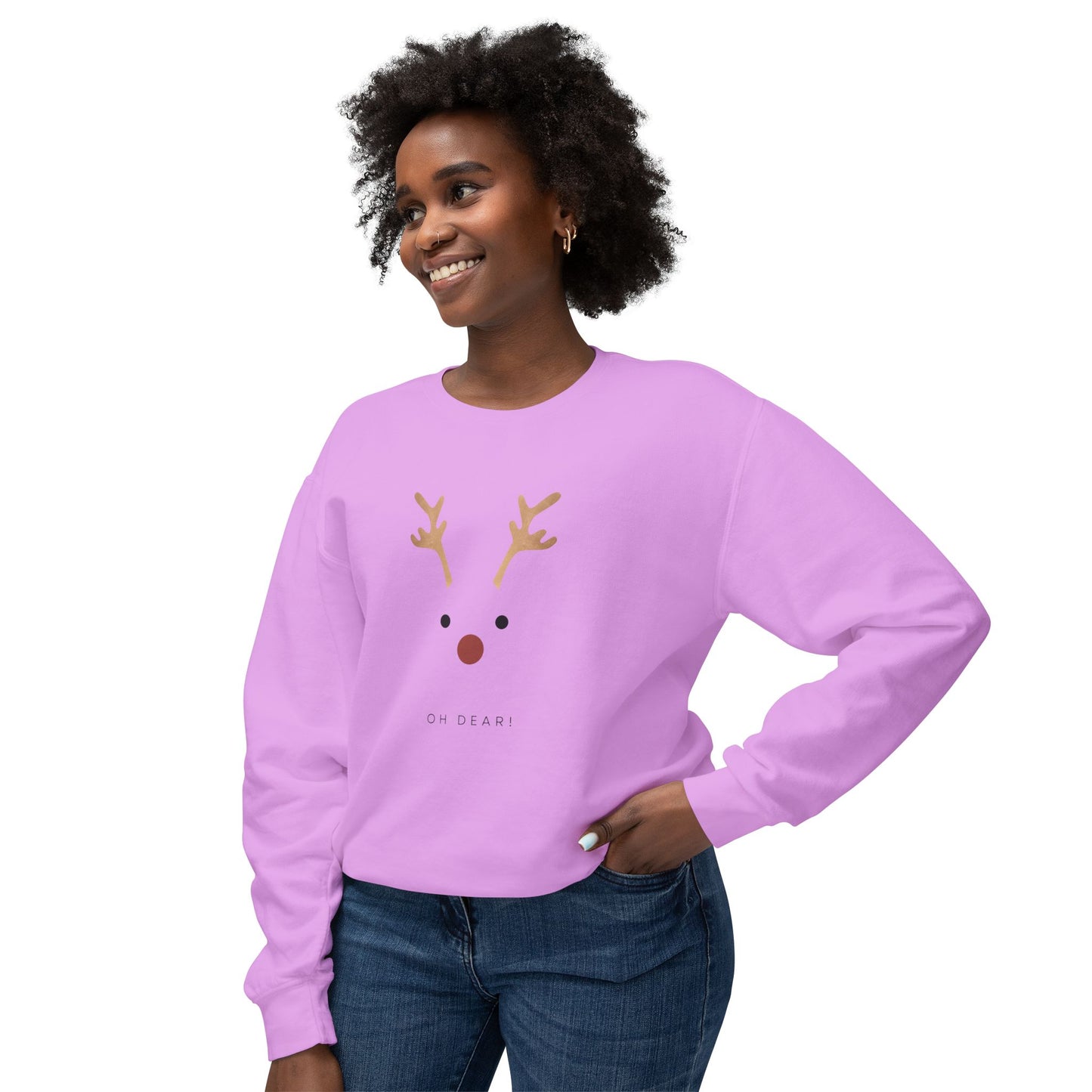 Reindeer, Oh Dear! - Unisex Lightweight Crewneck Sweatshirt - 10486