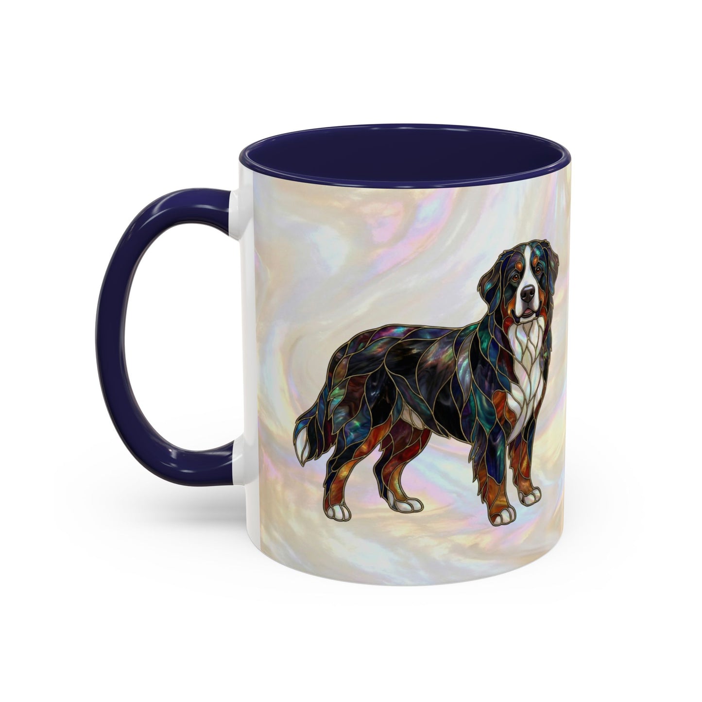 Bernese Mountain Dog Accent Coffee Mug — Stained Glass Design (11/15 oz) - 14617