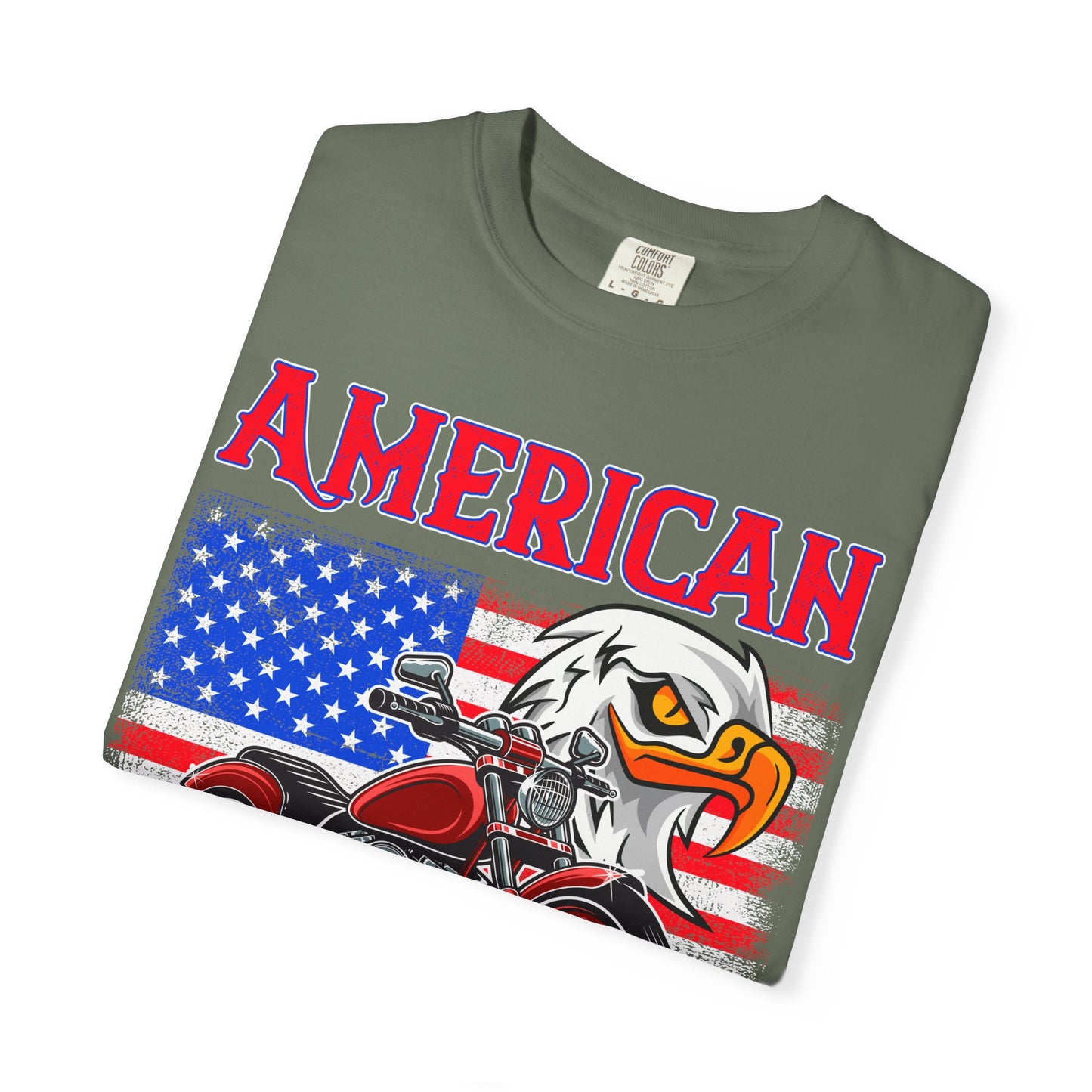 American Classic Tee, Unisex Garment-Dyed T-shirt, Biker Gift, Patriotic Apparel, Rider and Eagle Fashion, Vintage Style - 13658