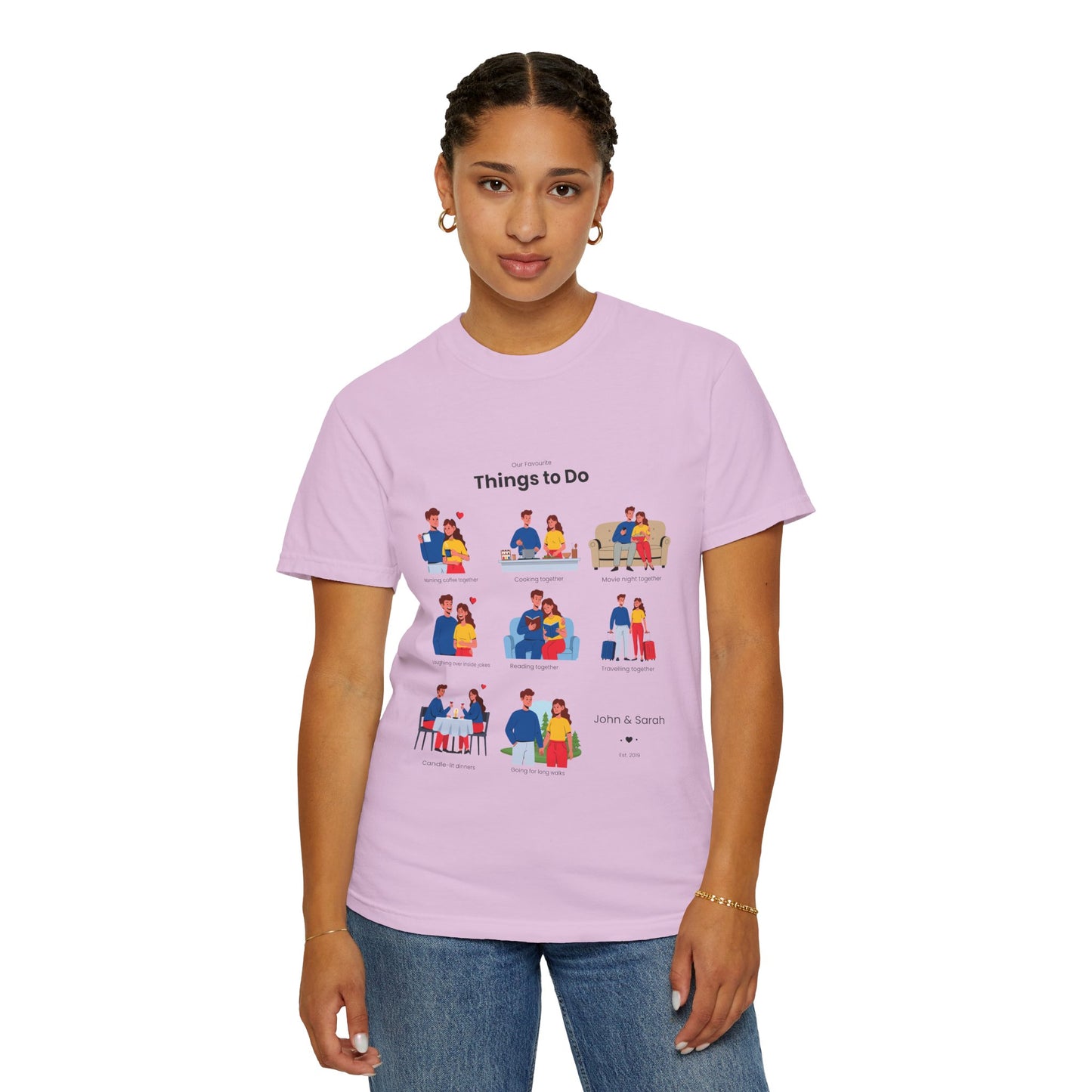Our Favourite Things to Do Together – Personalised Valentine’s Illustration T-Shirt Gift - 14722