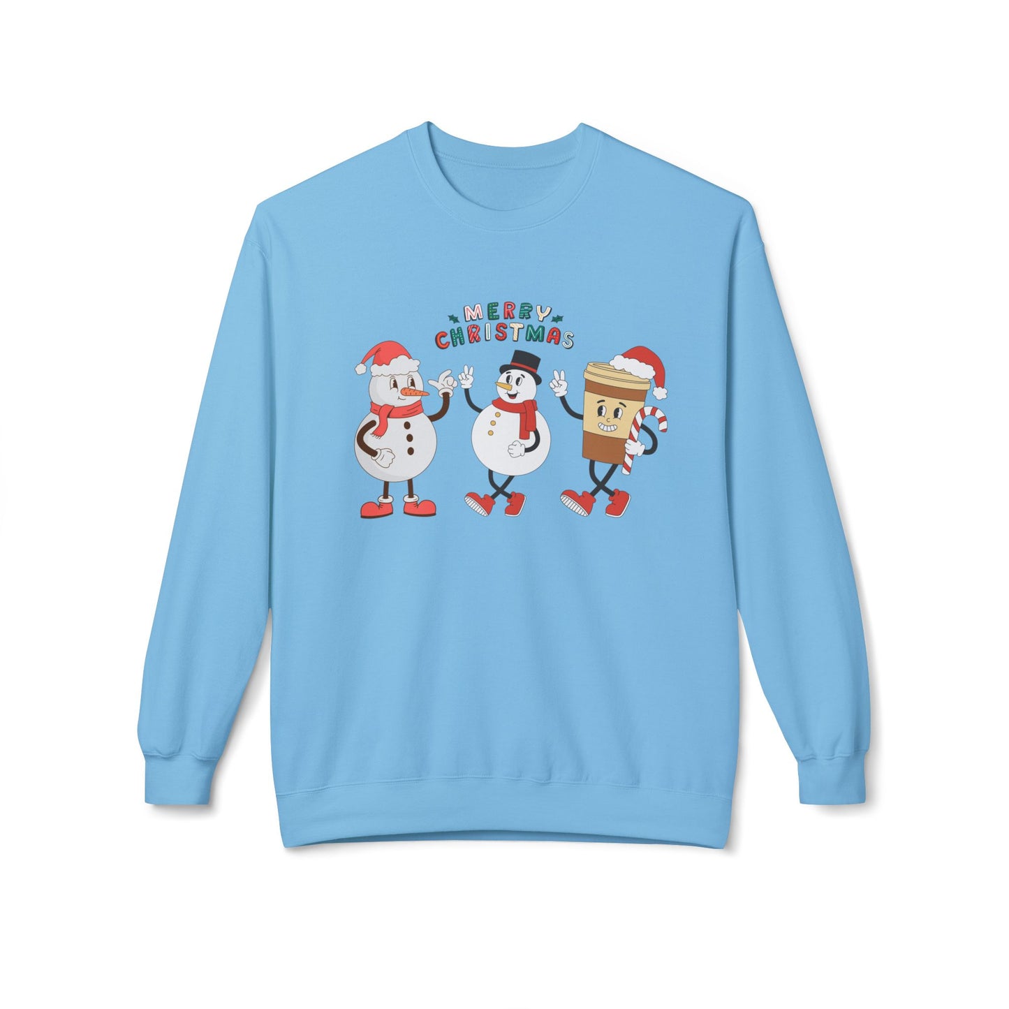 Happy Snowmen - Unisex Midweight Softstyle Fleece Crewneck Sweatshirt - 10373