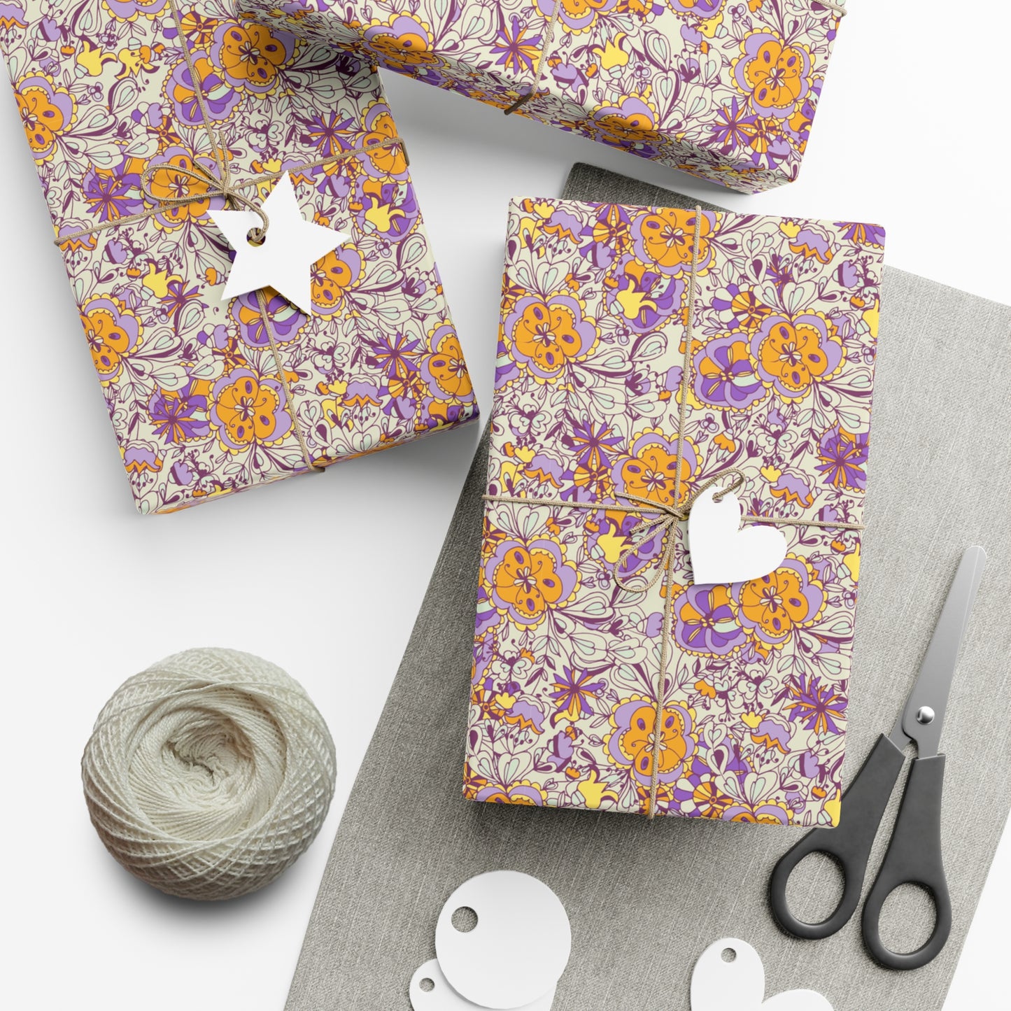 Orange & Purple Flowers - Gift Wrap Papers - 10240