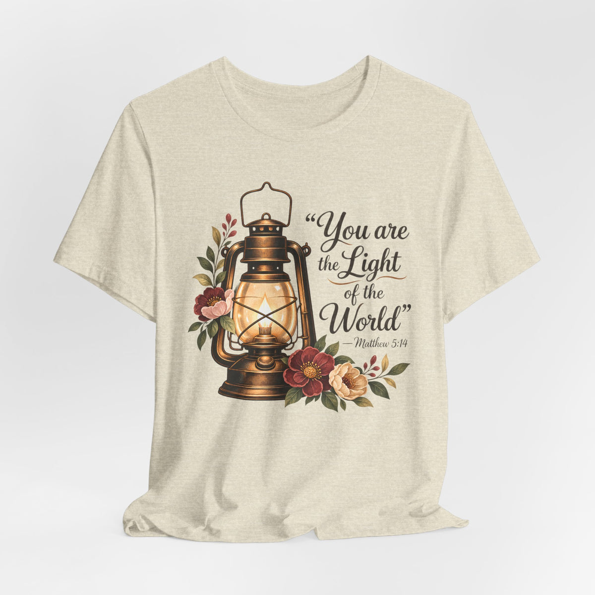 You Are the Light of the World T-Shirt, Vintage Floral Lantern Christian Tee - 14555