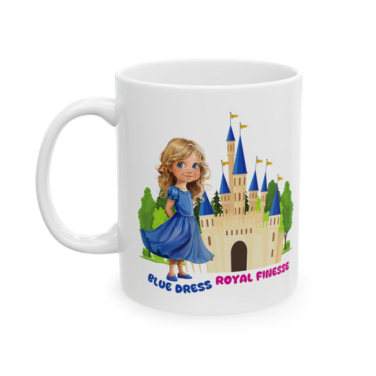 Blue Dress Princess, Royal Finesse, Customizable - Ceramic Mug, (11oz, 15oz)