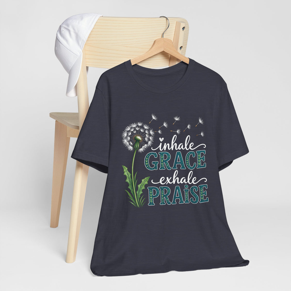 Inhale Grace Exhale Praise T-Shirt, Christian Faith Floral Tee - 14990