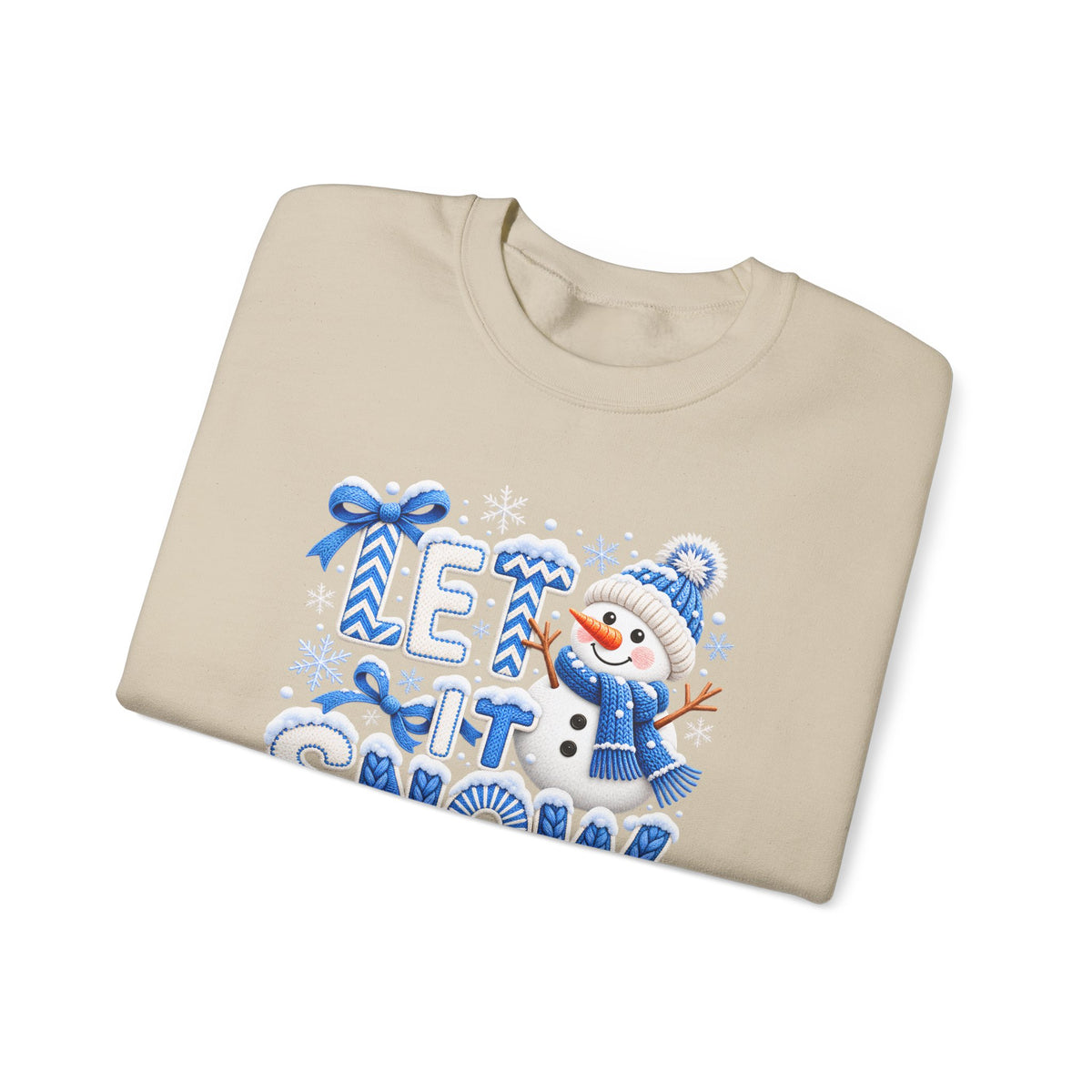 Let It Snow Sweatshirt,  Cute Snowman Winter Christmas Crewneck - 14545