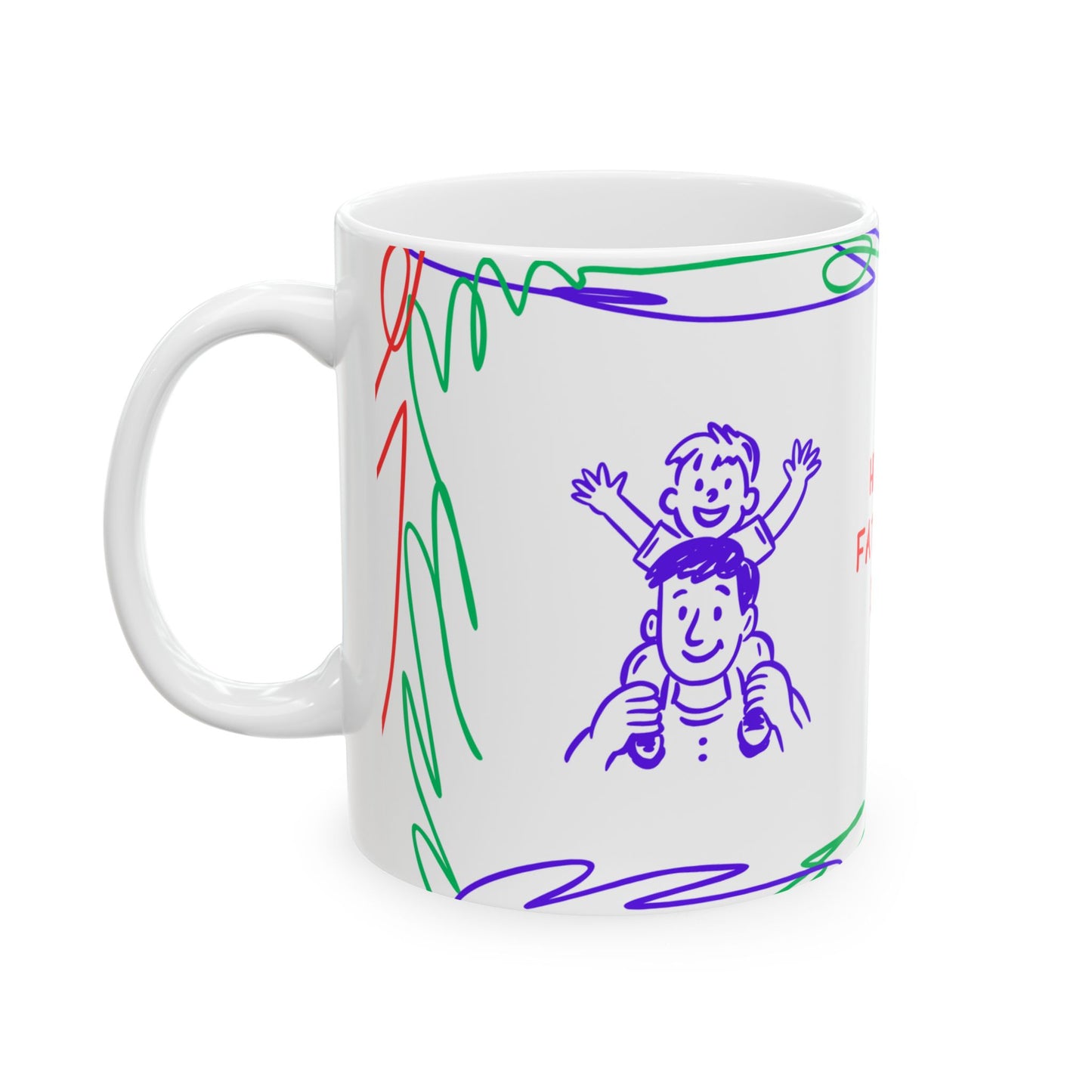 Happy Father's Day Ceramic Mug - Colorful Design for Dad | 11oz and 15oz - 12895