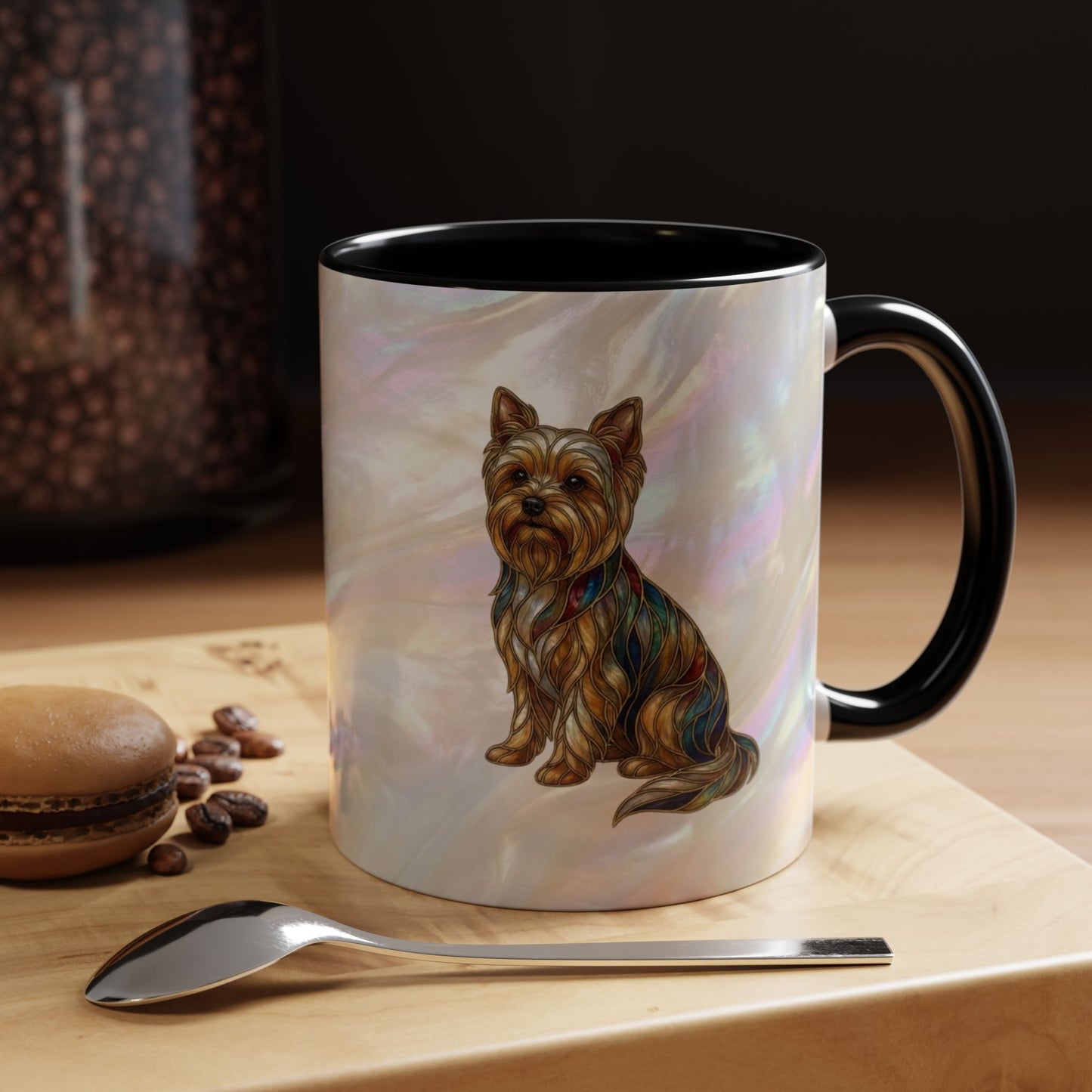 Yorkie Accent Coffee Mug – Stained Glass Design 11/15oz - 14653