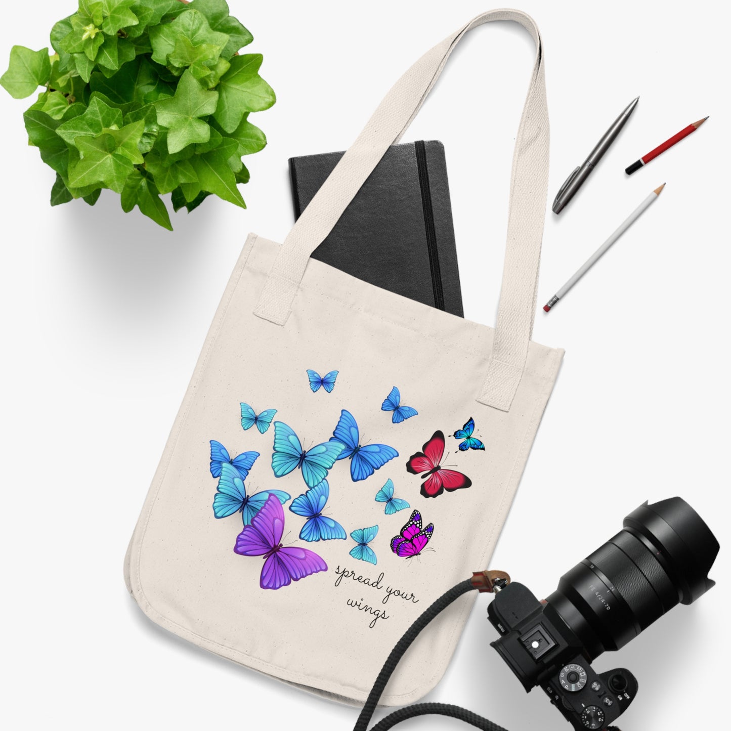 Organic Canvas Tote Bag | Butterfly  Lovers