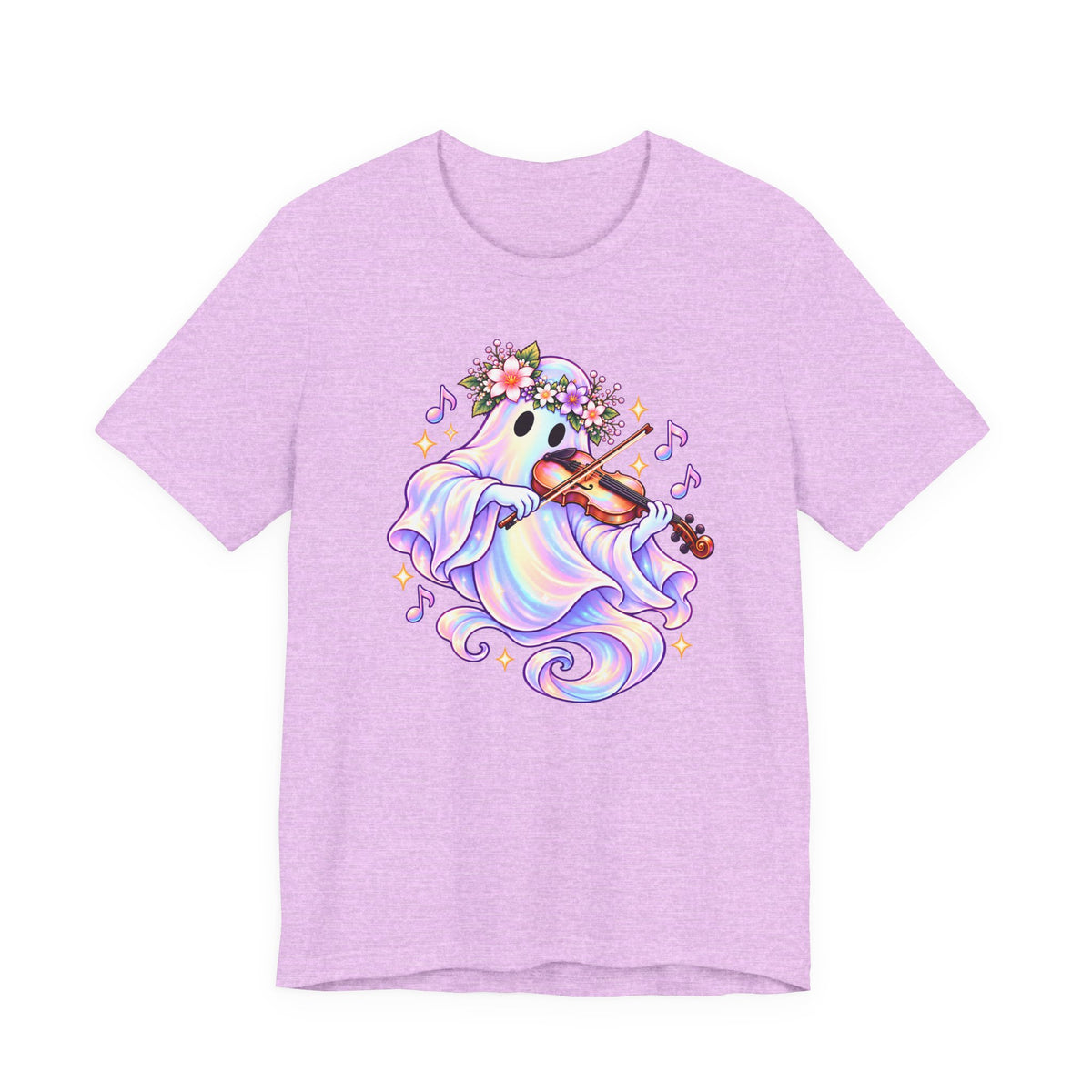 Ghost Violin T-Shirt, Cute Pastel Floral Music Lover Tee - 14528