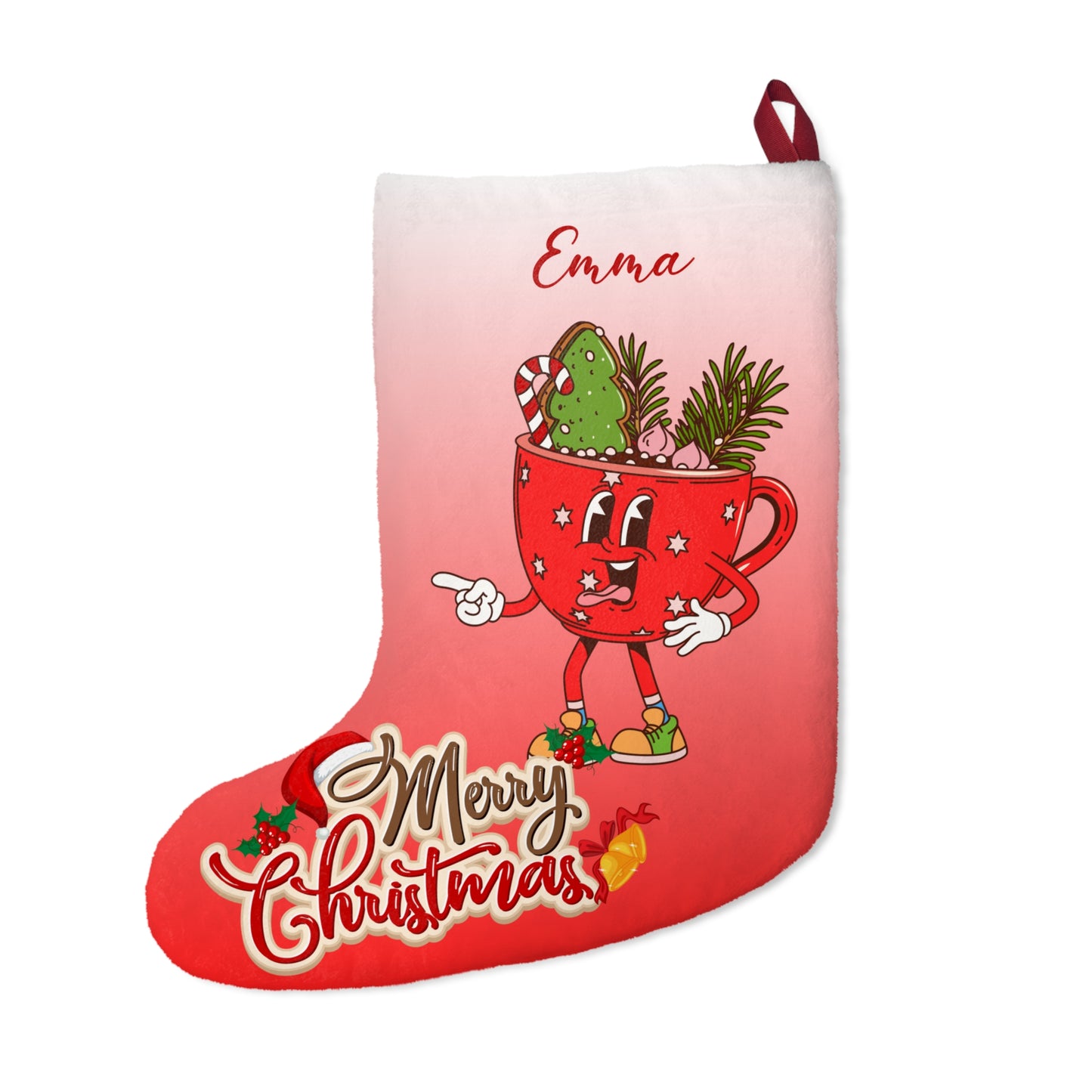 Emma, Winter Drinks, Customizable - Christmas Stockings - 10205