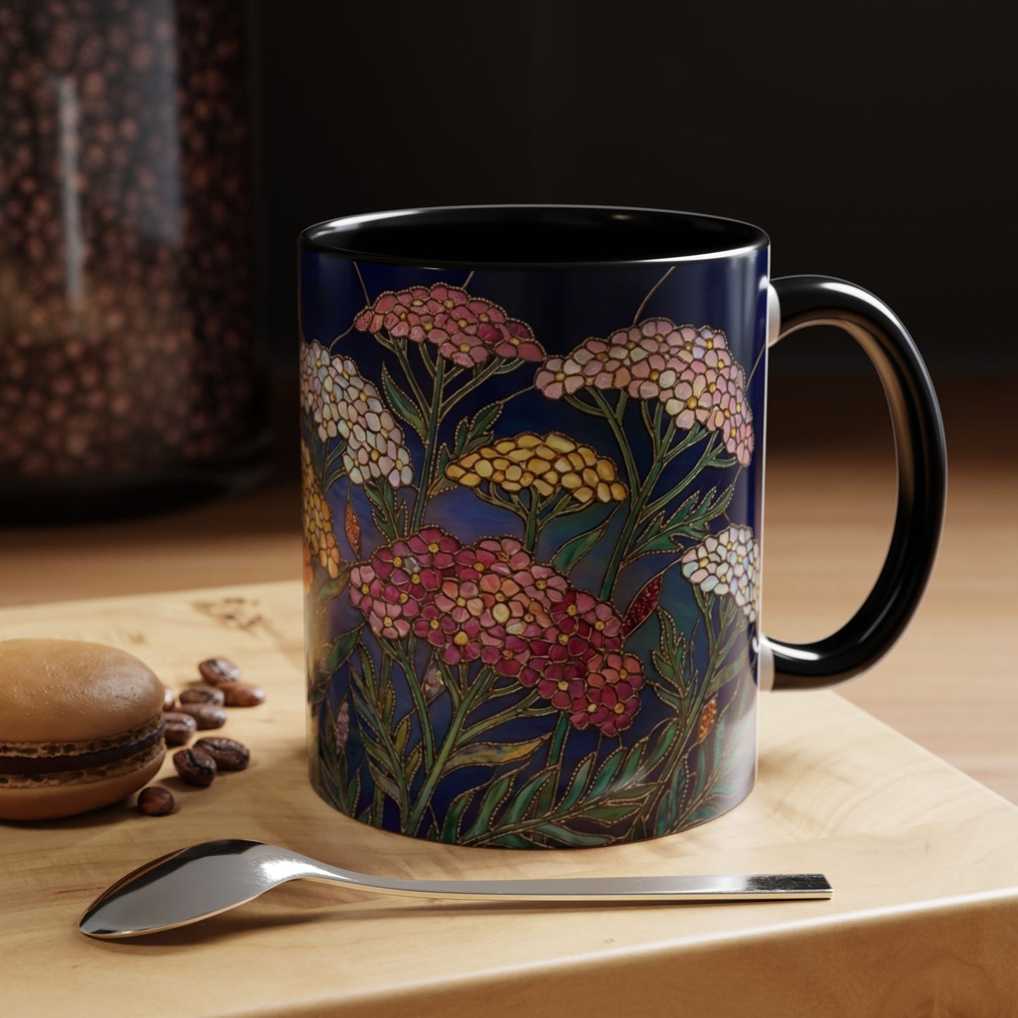 Yarrow Floral Accent Coffee Mug — Stained Glass Design (11/15oz) - 14590