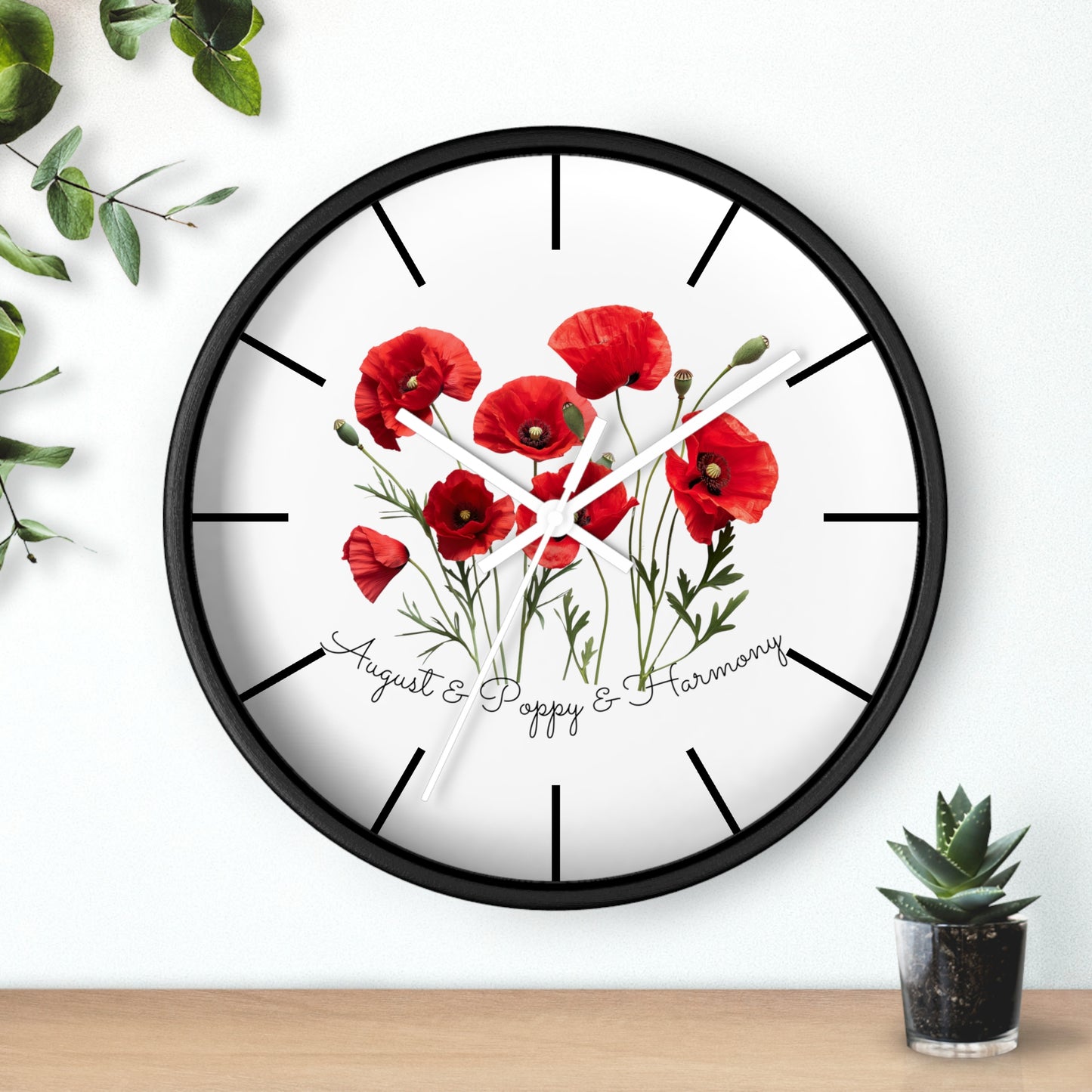 Happy Birthday August, Poppy - Wall Clock