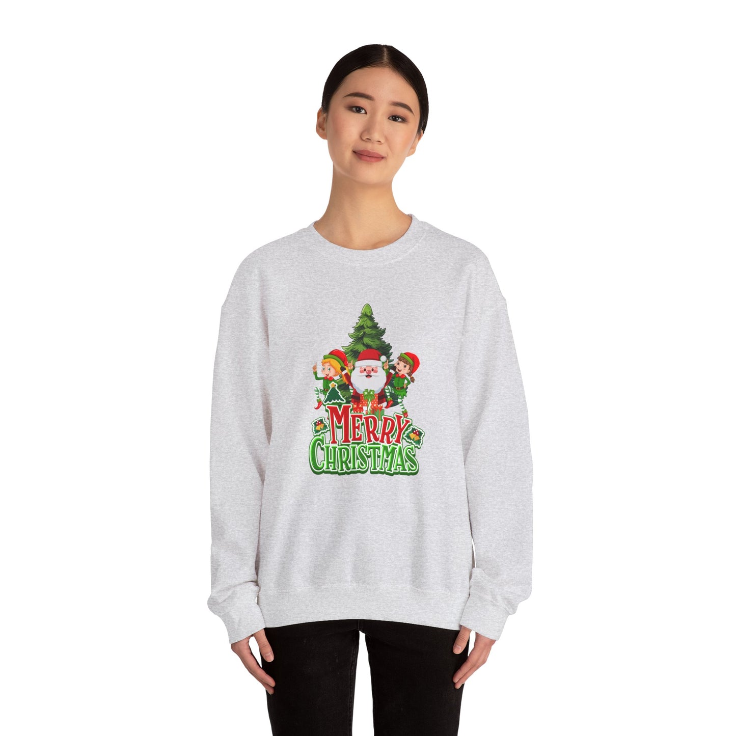 Santa & Elves, Merry Christmas - Unisex Heavy Blend™ Crewneck Sweatshirt - 10545