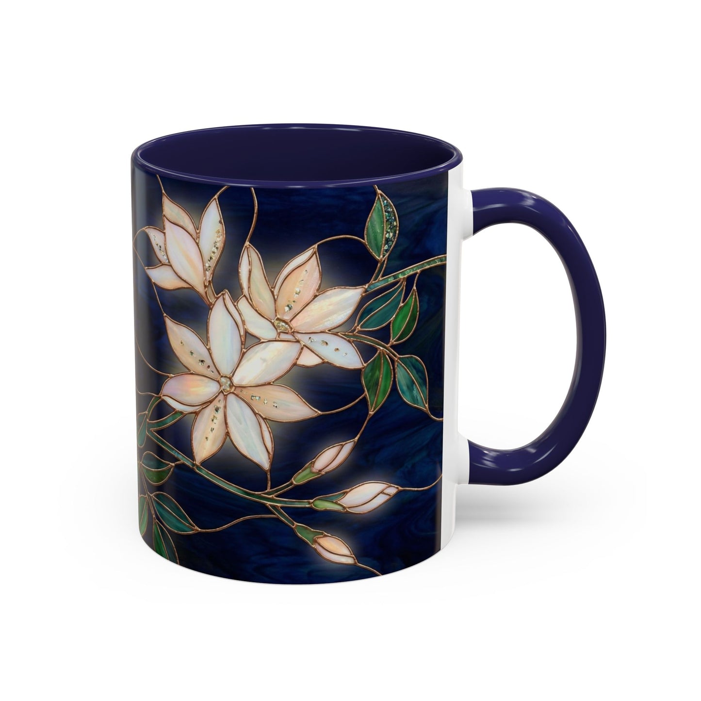Jasmine Floral Accent Coffee Mug —  Stained Glass Design (11/15oz) - 14573