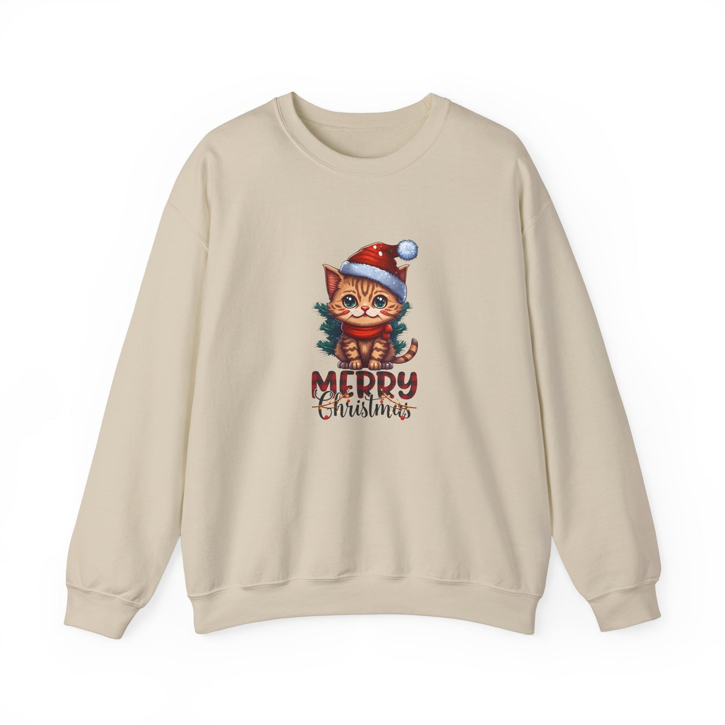 Merry Christmas, Cat - Unisex Heavy Blend™ Crewneck Sweatshirt