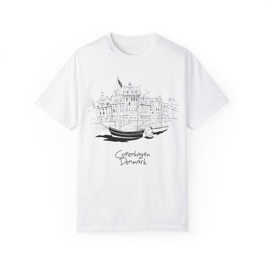 Copenhagen Denmark Unisex Garment-Dyed T-shirt | Casual Travel Tee - 12185
