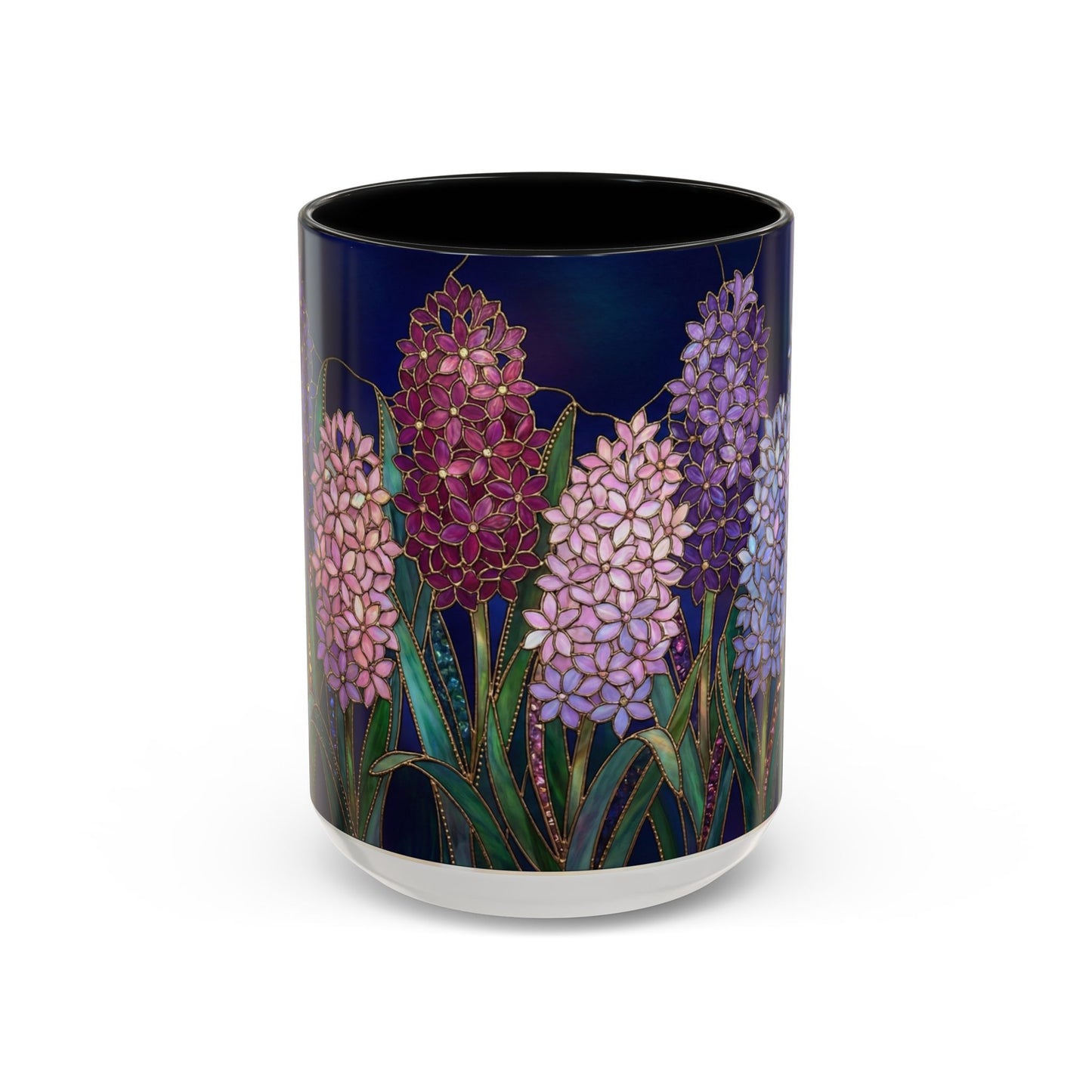 Hyacinth Floral Coffee Mug — Stained Glass Design (11/15 oz) - 14570