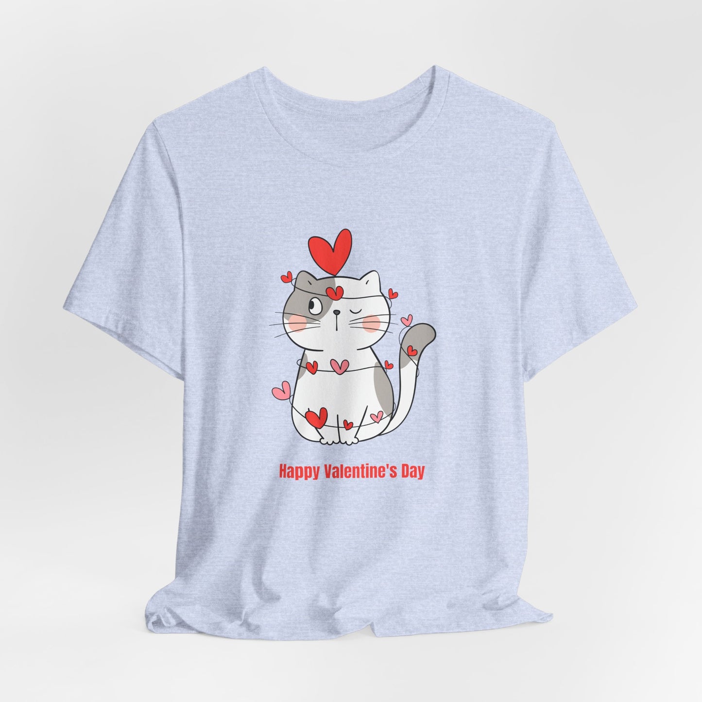 Cute Cat, Happy Valentine's Day - Unisex Jersey Short Sleeve Tee - 11359