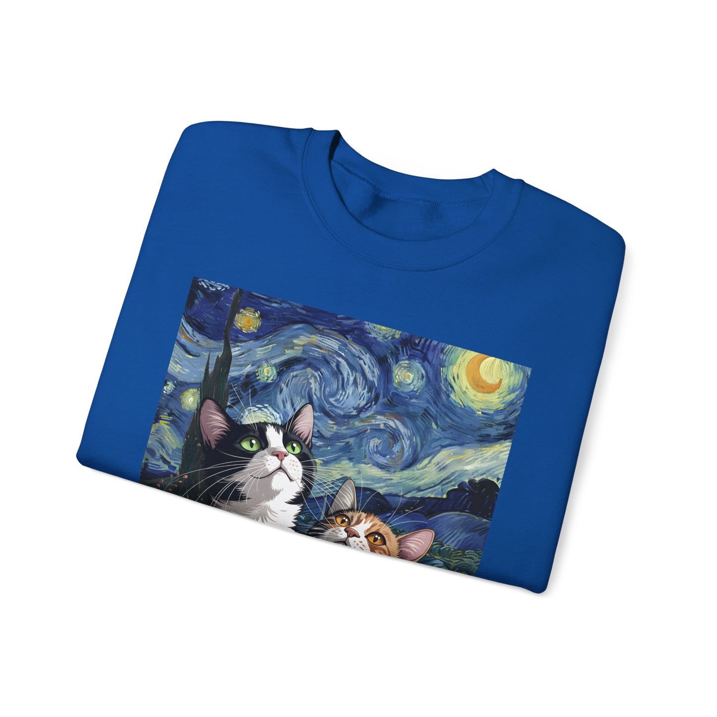 Van Gogh Style Cat Art Sweatshirt - Cozy Unisex Crewneck, Valentines Day Gift for Cat Lovers - 14768