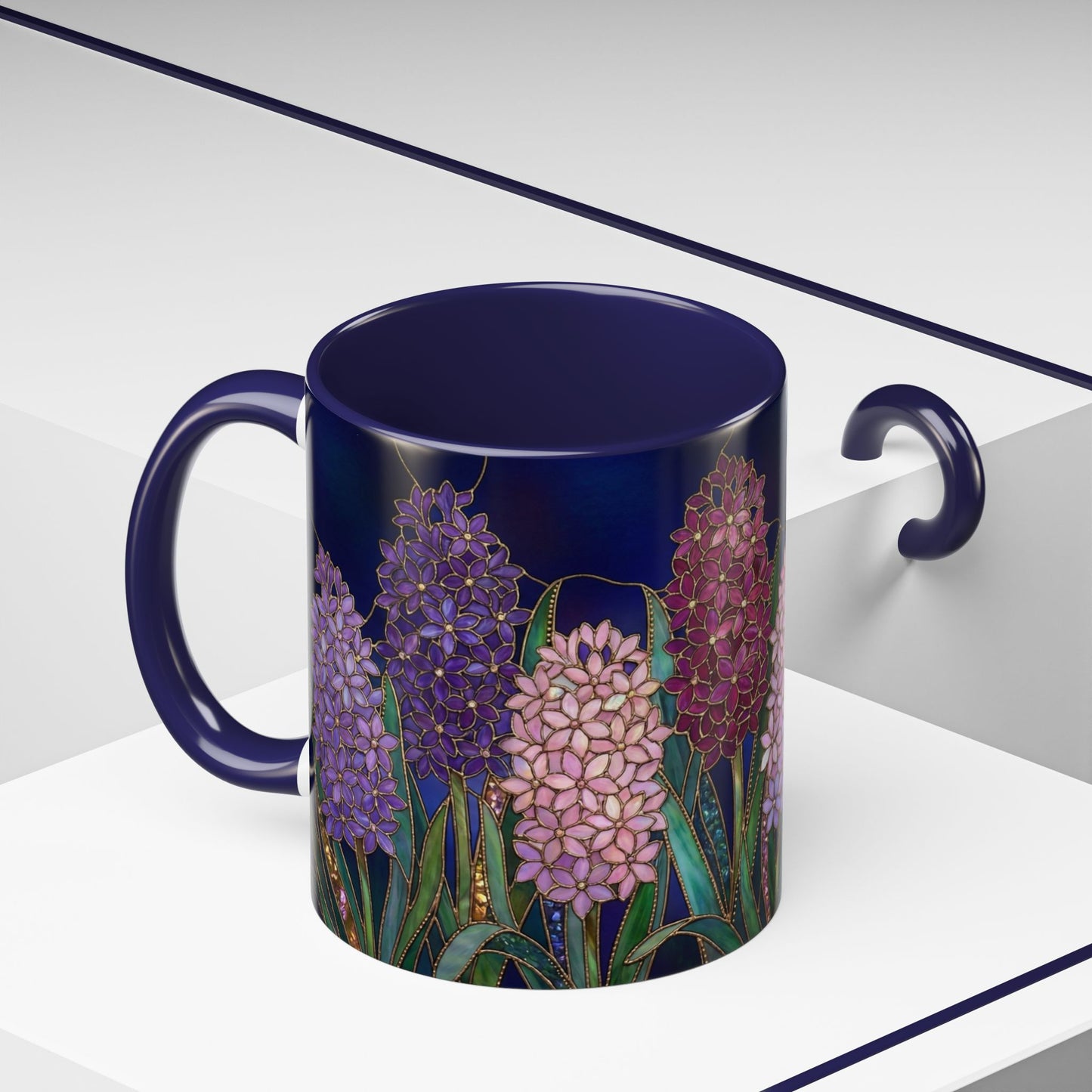 Hyacinth Floral Coffee Mug — Stained Glass Design (11/15 oz) - 14570