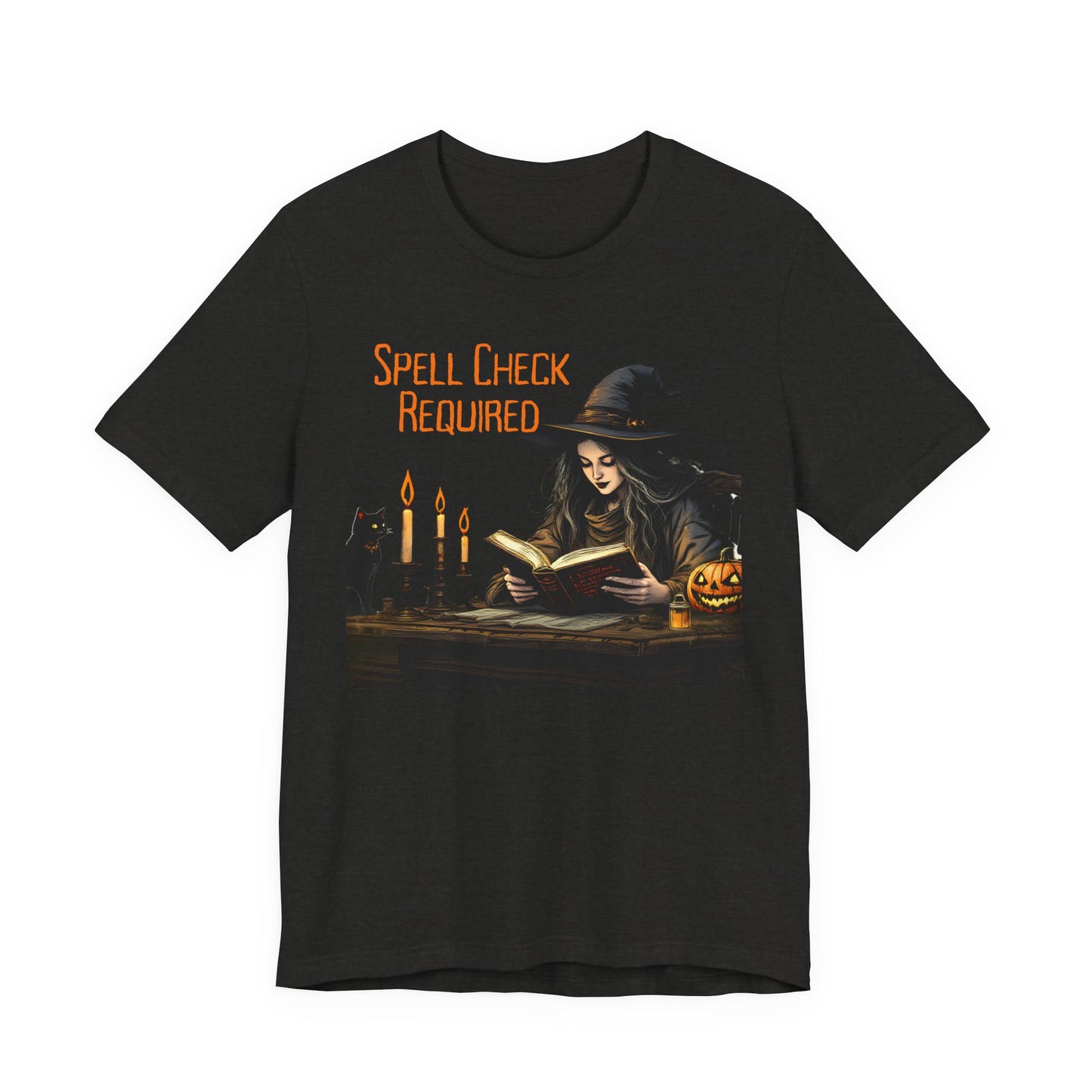 Spell Check Required Witch T-Shirt, Halloween Spellbook Reading Graphic Tee - 14936
