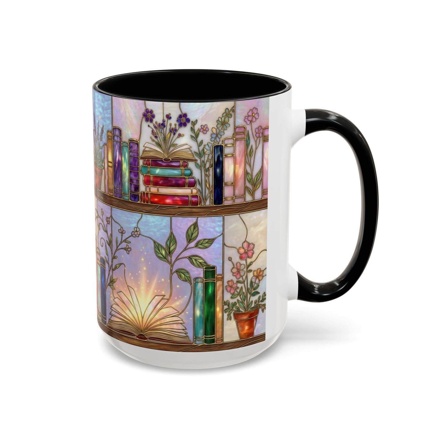 Magic Book Shelf Accent Coffee Mug — Stained Glass Design (11/15 oz) - 14529