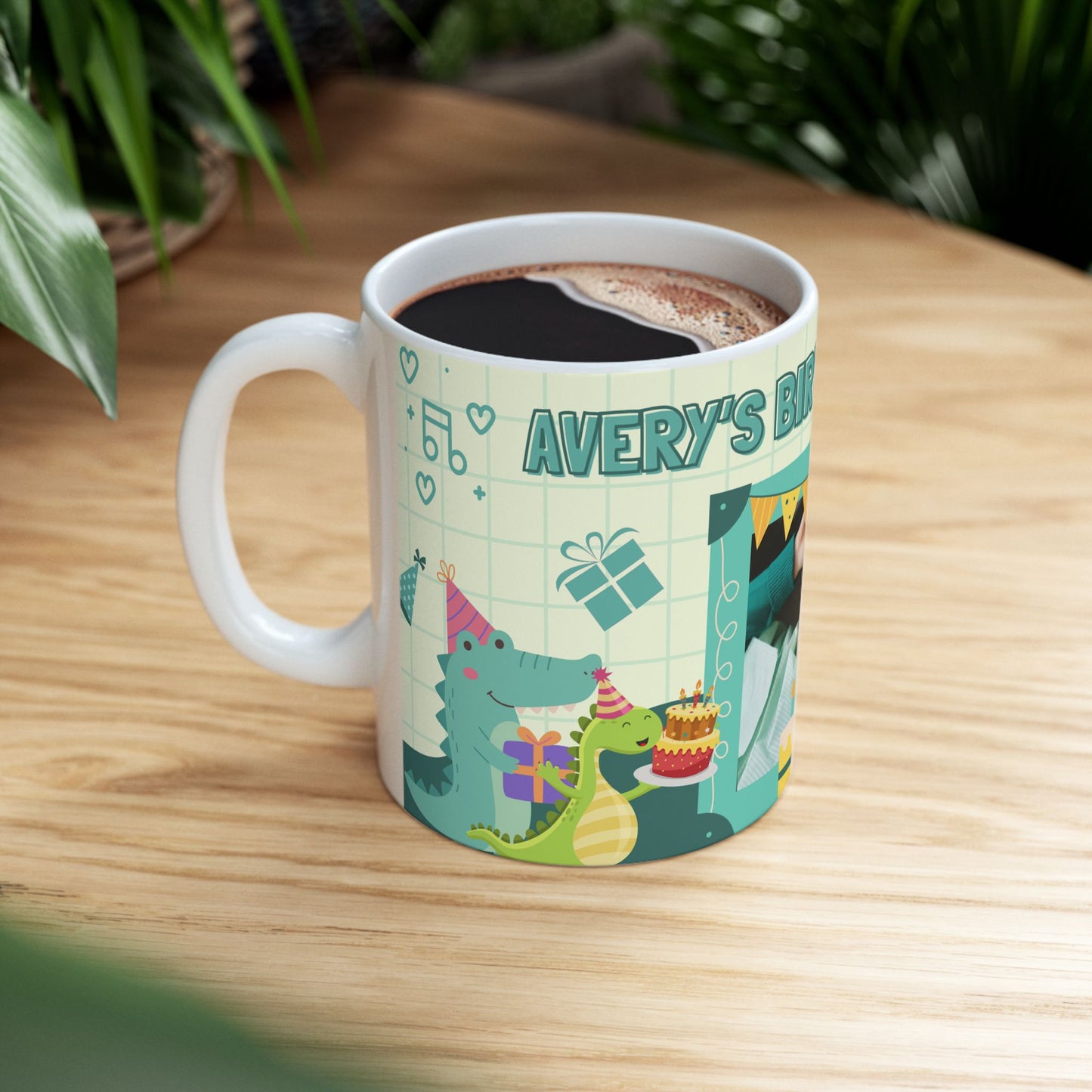 Birthday Party Dino Mug, Fun Kids Mug, Celebration Drinkware, Dinosaur Gift, Party-Themed Ceramic - 14000