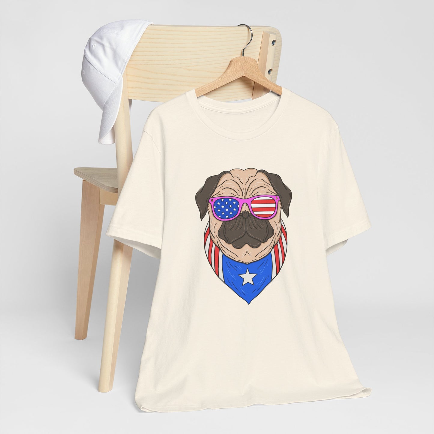 Patriotic Pug Tee, Independence Day T-Shirt, Dog Lovers Gift, Summer Casual Wear, Fun Family Outing Shirt - 13733