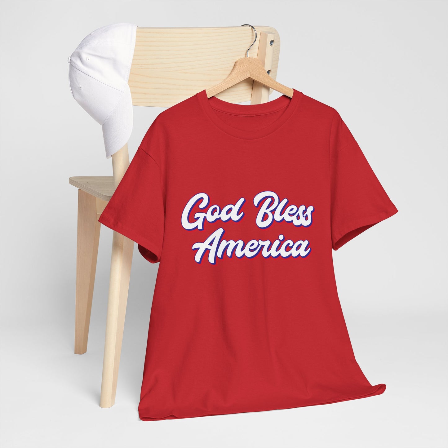 God Bless America Unisex Heavy Cotton Tee | Patriotic Shirt, American Pride Apparel, 4th of July Outfit, Gift for Veterans, Summer - 13655
