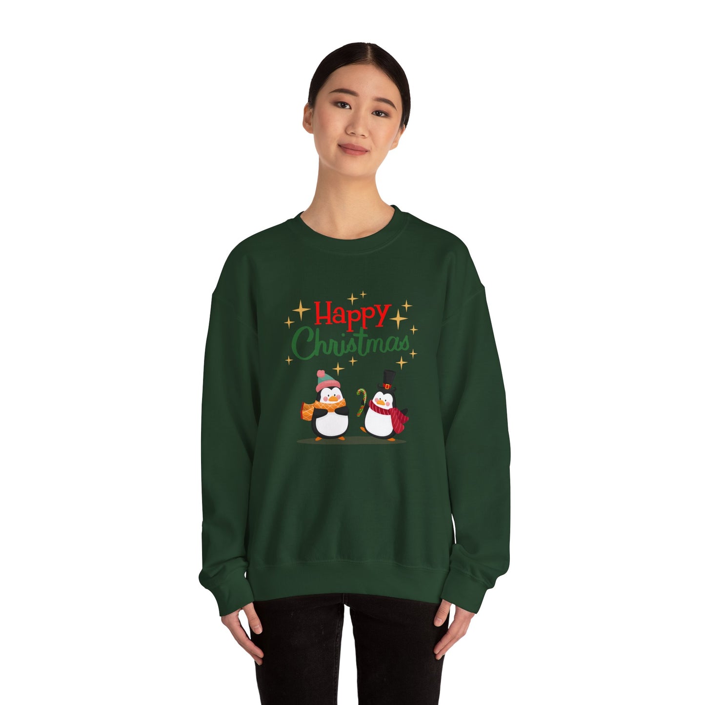 2 Penguins: Happy Christmas - Unisex Heavy Blend™ Crewneck Sweatshirt