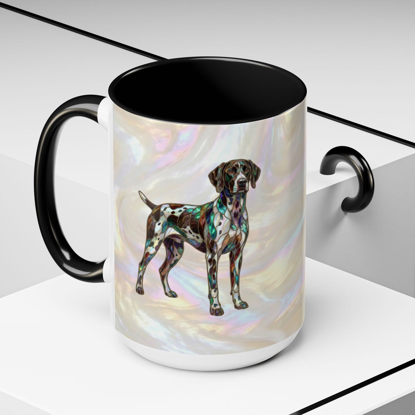 German Shorthaired Pointer Accent Coffee Mug — Stained Glass Design (11/15oz) - 14634