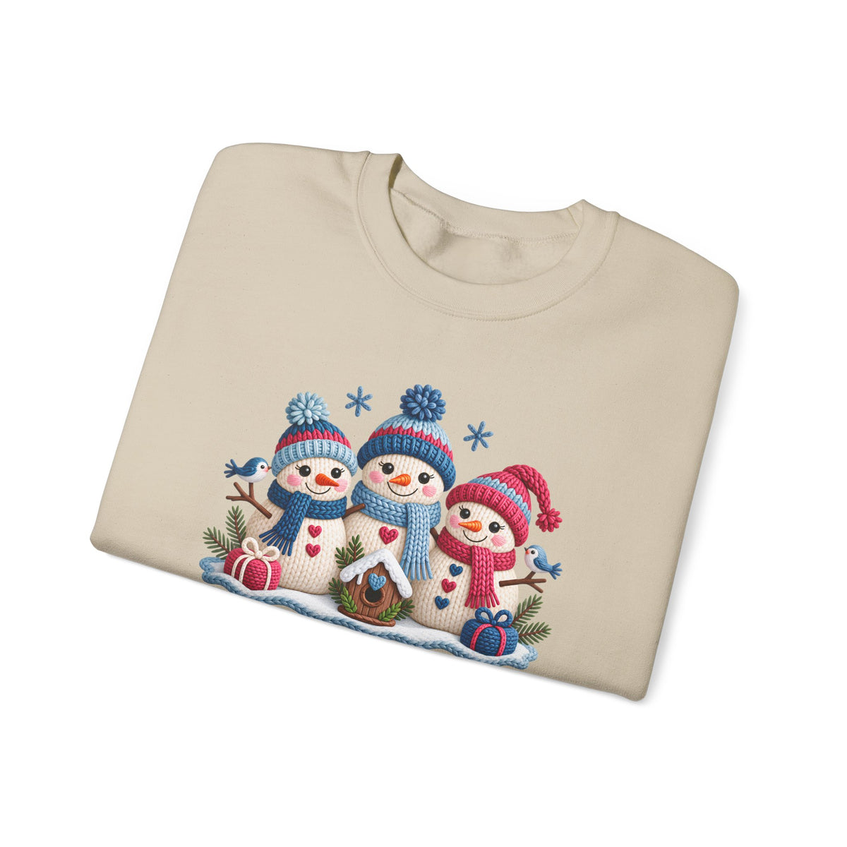 Let It Snow Sweatshirt, Cute Knitted Snowmen Christmas Crewneck - 14570