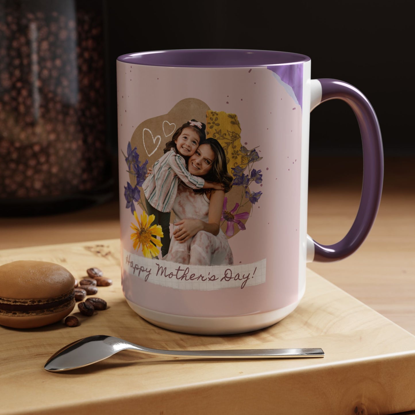 Floral Mother's Day Coffee Mug, Photo Customizable - Perfect Gift for Mom - 12583
