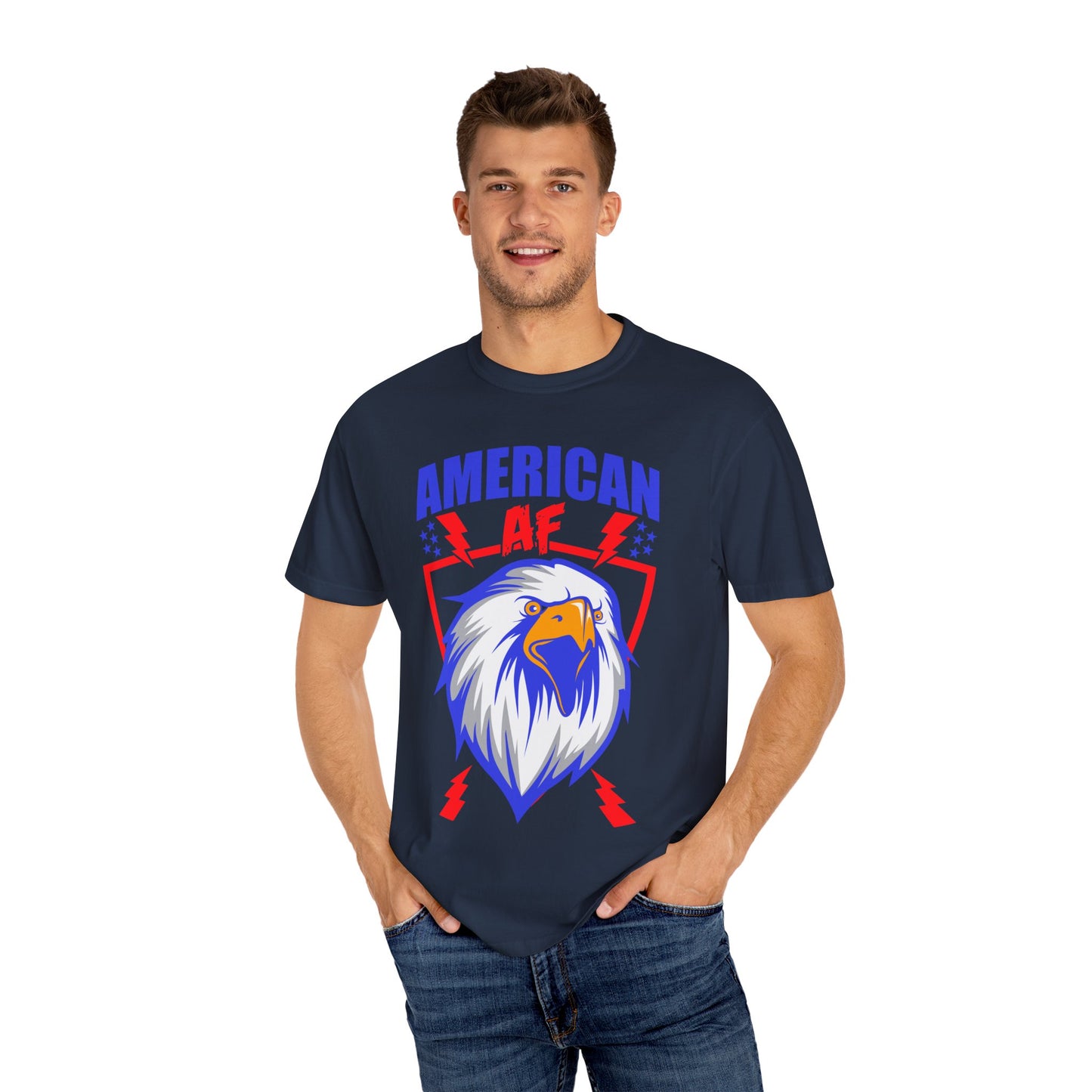 Patriotic Eagle T-Shirt, American AF Graphic Tee, Unisex Tee, 4th of July Shirt, Casual Wear, Gift for Patriots, Summer Style - 13731
