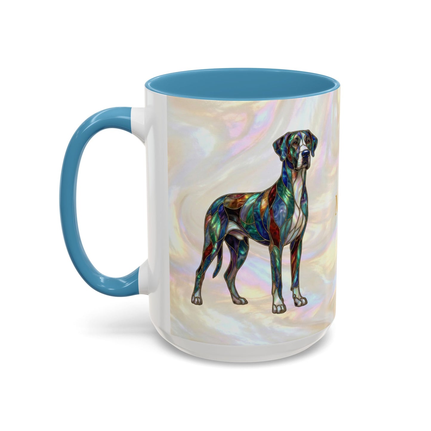 Personalized Great Dane Dog Mug — Stained Glass Design (11/15 oz) - 14550