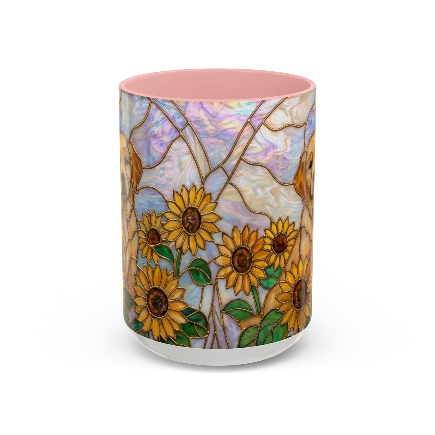 Sunflower Golden Retriever P uppiesAccent Coffee Mug –  Stained Glass Design (11/15 oz) - 14527
