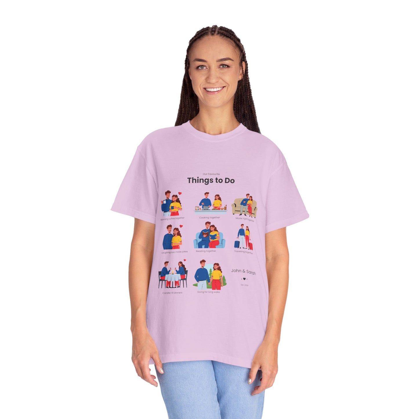 Our Favourite Things to Do Together – Personalised Valentine’s Illustration T-Shirt Gift - 14722