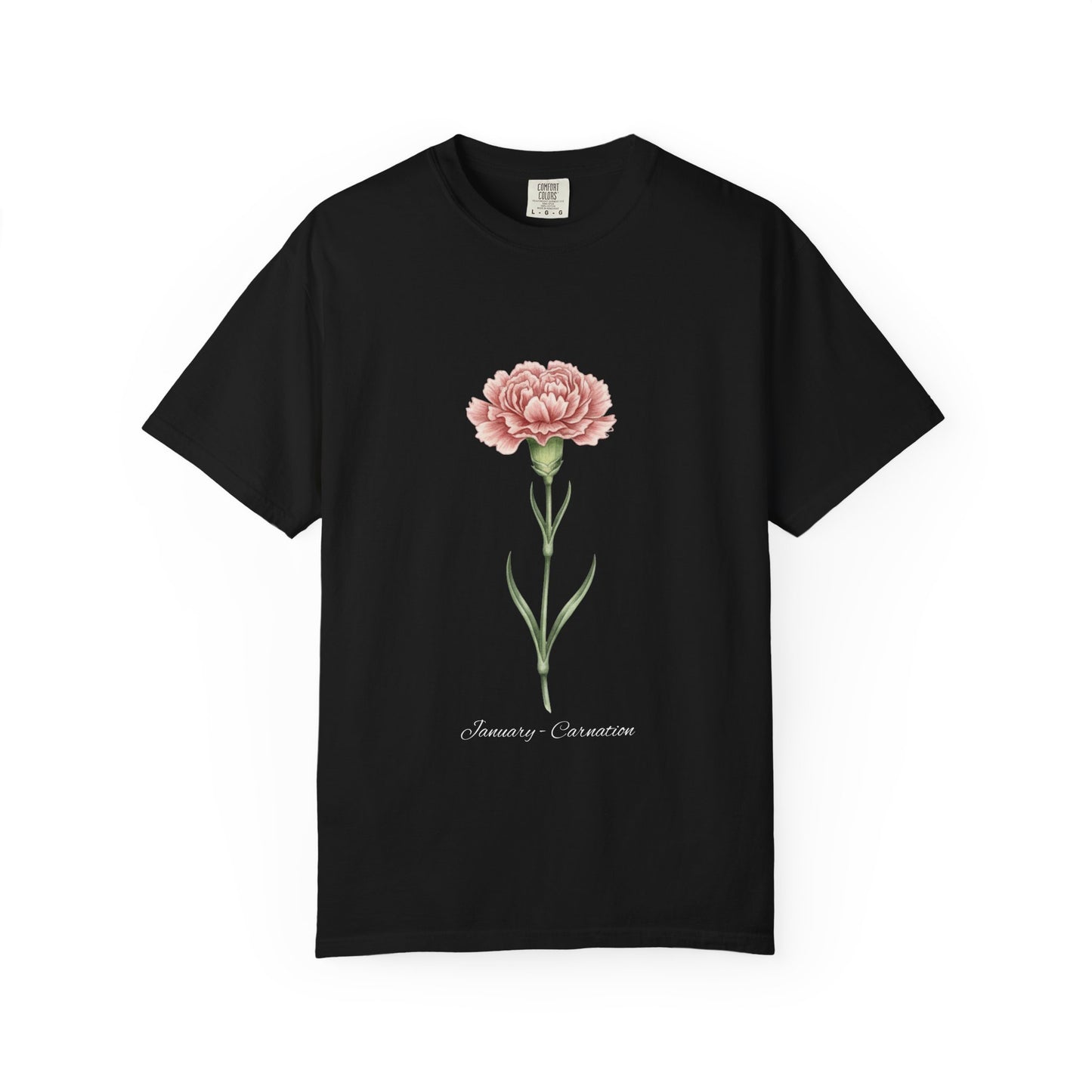 January Birth Flower Carnation T-Shirt – Heavyweight Garment-Dyed Tee - 14686
