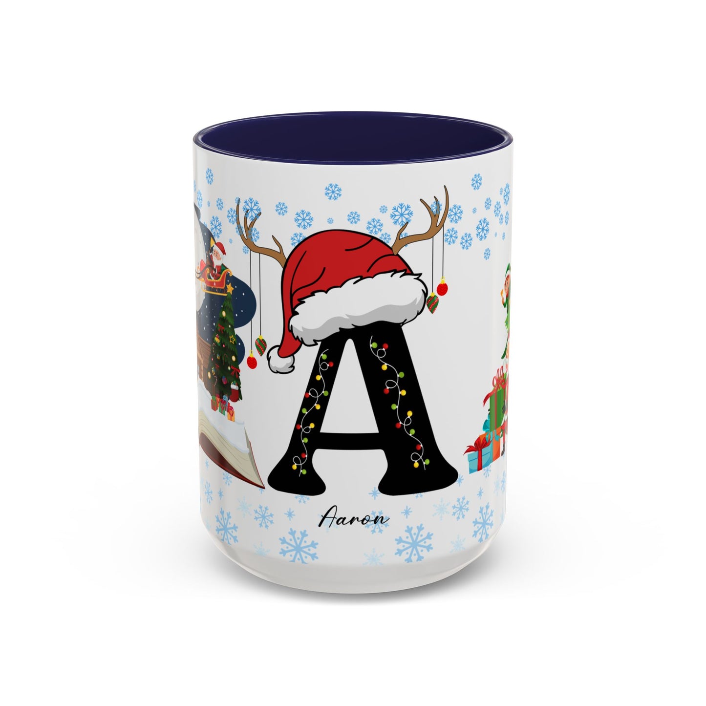 Christmas Letter A for Aaron, Customizable - Accent Coffee Mug (11, 15oz)