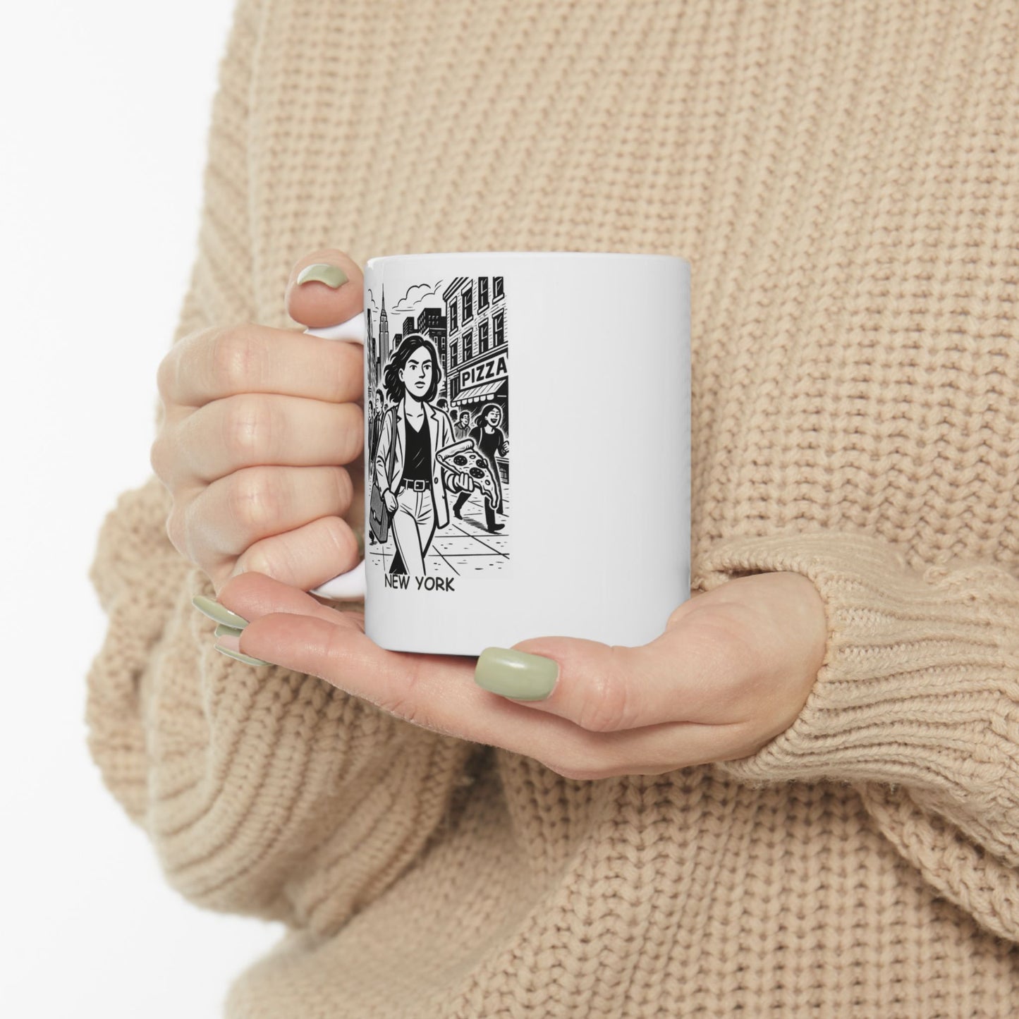 "In New York, we don’t just survive—we hustle, thrive, and still find time for pizza." Ceramic Mug - 12874