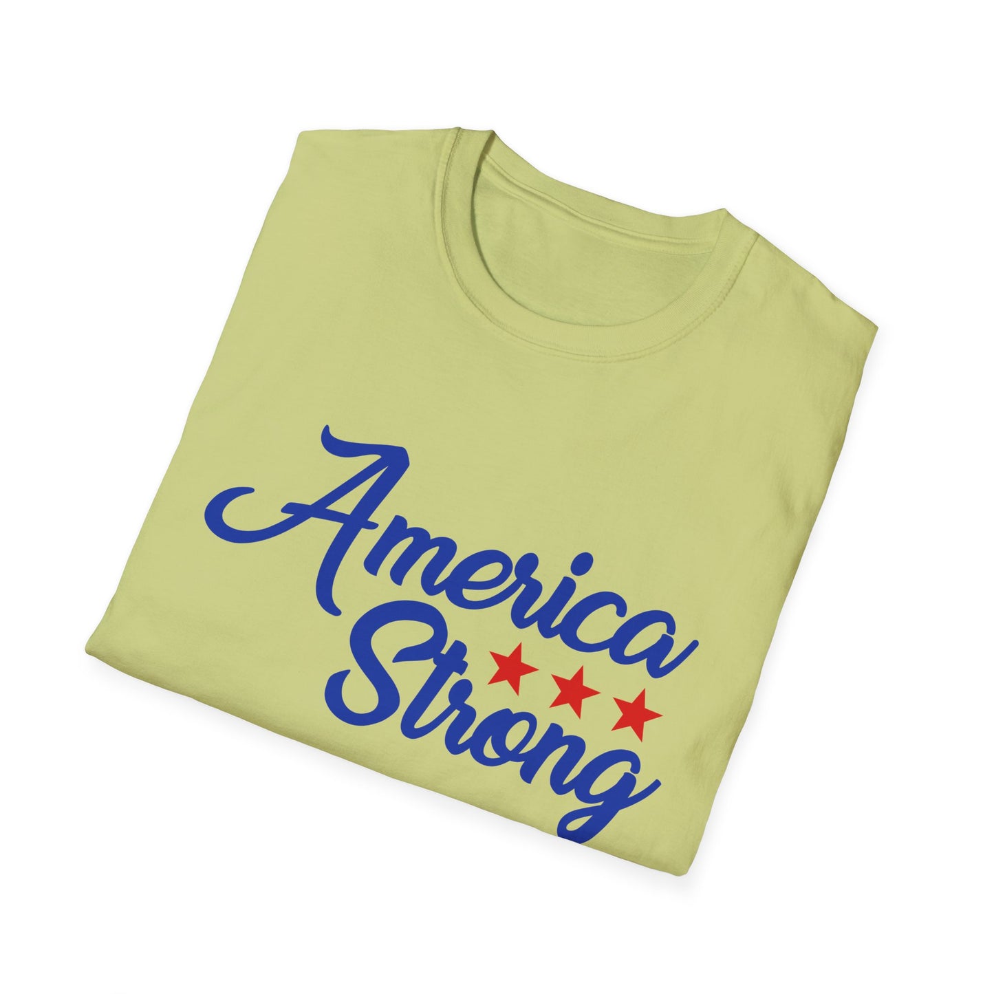America Strong Unisex Softstyle T-Shirt - Patriotic Tee for BBQs, Memorial Day, 4th of July, Gift for Him/Her, Casual Wear - 13694