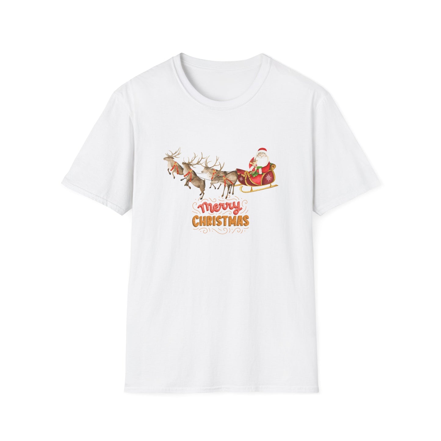 Santa & Reindeers - Unisex Softstyle T-Shirt - 10024