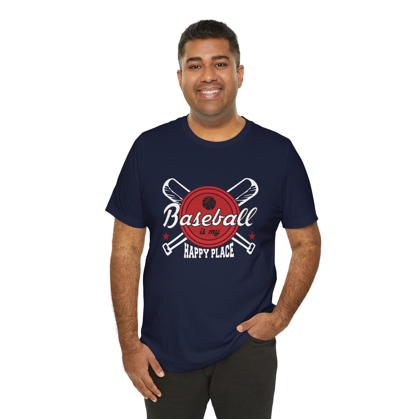 Baseball Is My Happy Place - Unisex Jersey Short Sleeve Tee