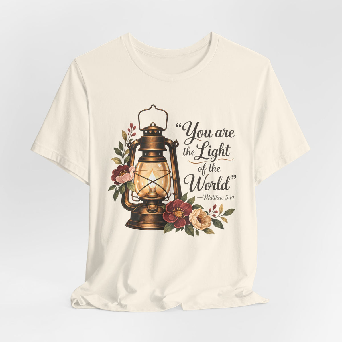 You Are the Light of the World T-Shirt, Vintage Floral Lantern Christian Tee - 14555