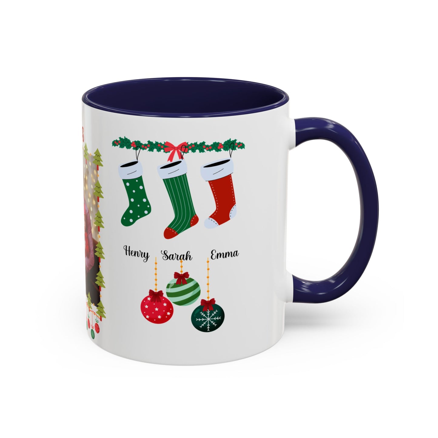 Christmas, Family Photo, Customizable, Accent Coffee Mug (11, 15oz)